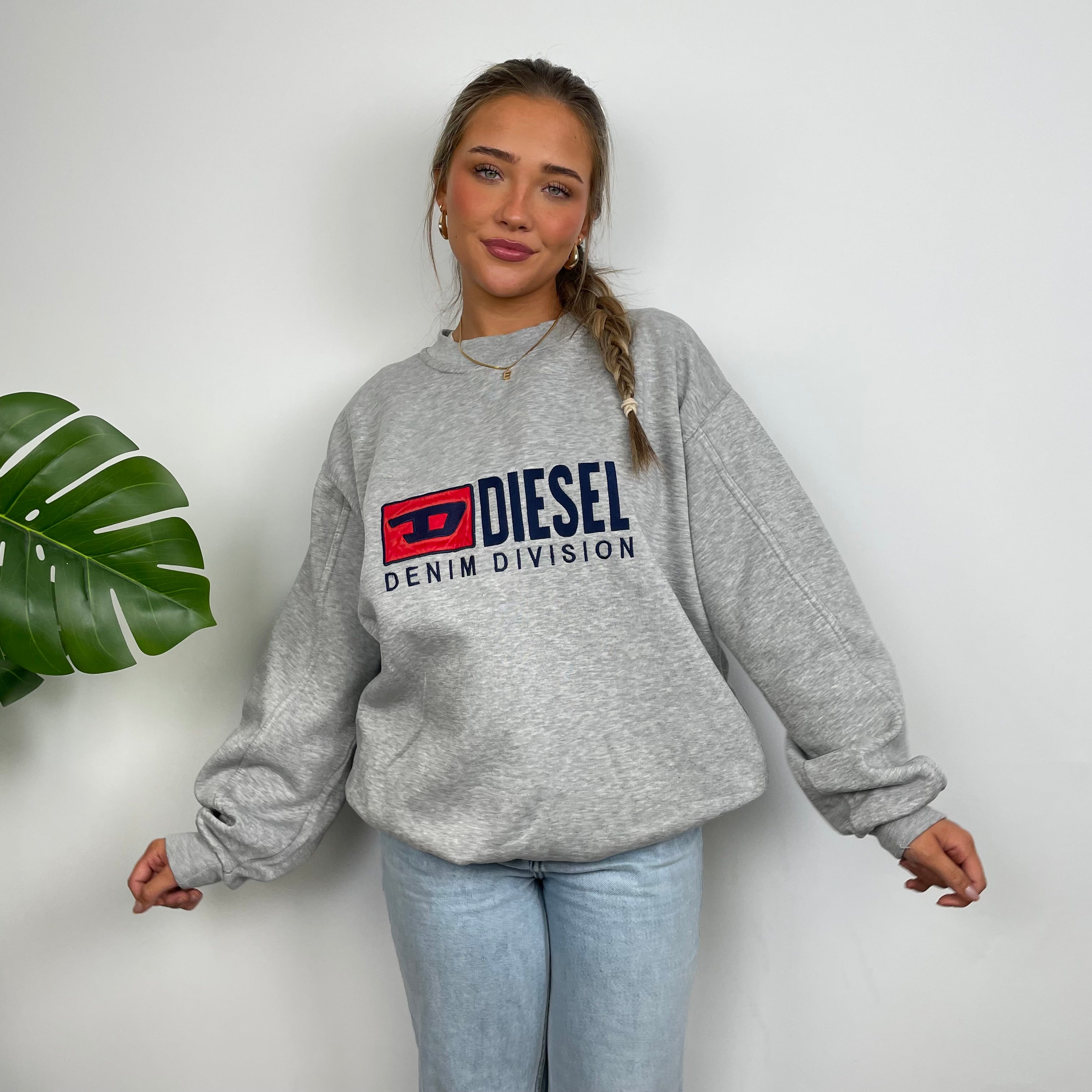 Diesel Grey Embroidered Spell Out Sweatshirt (XL)