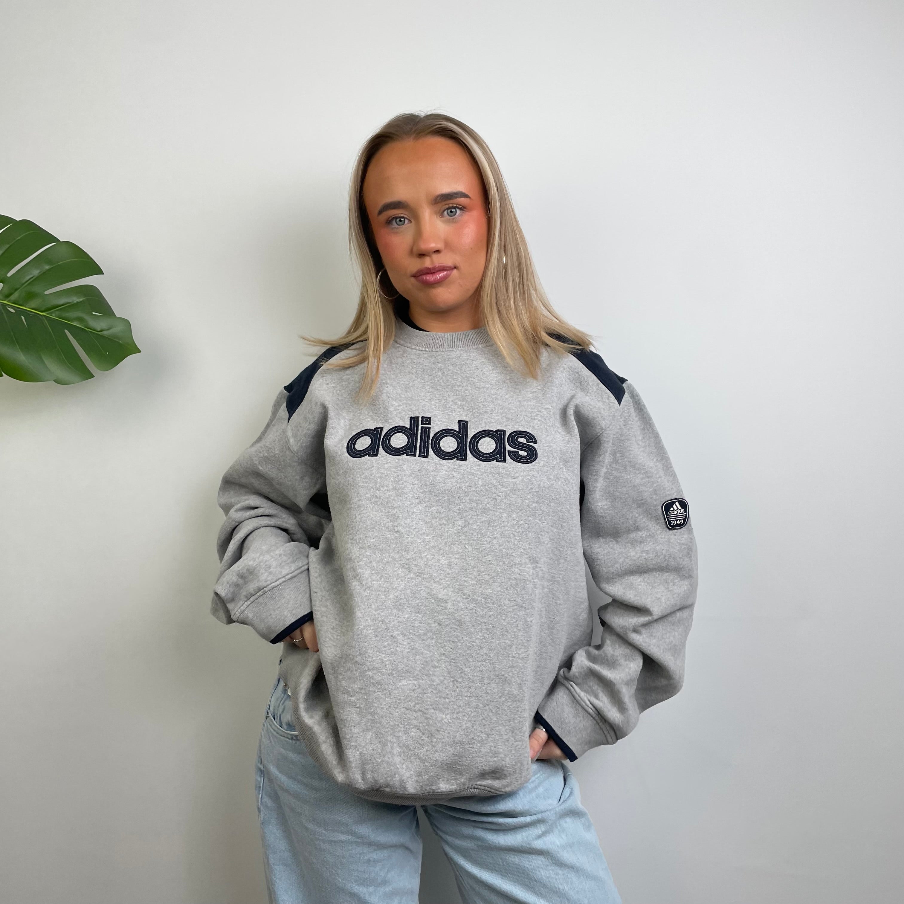 Adidas RARE Grey Embroidered Spell Out Sweatshirt (L)