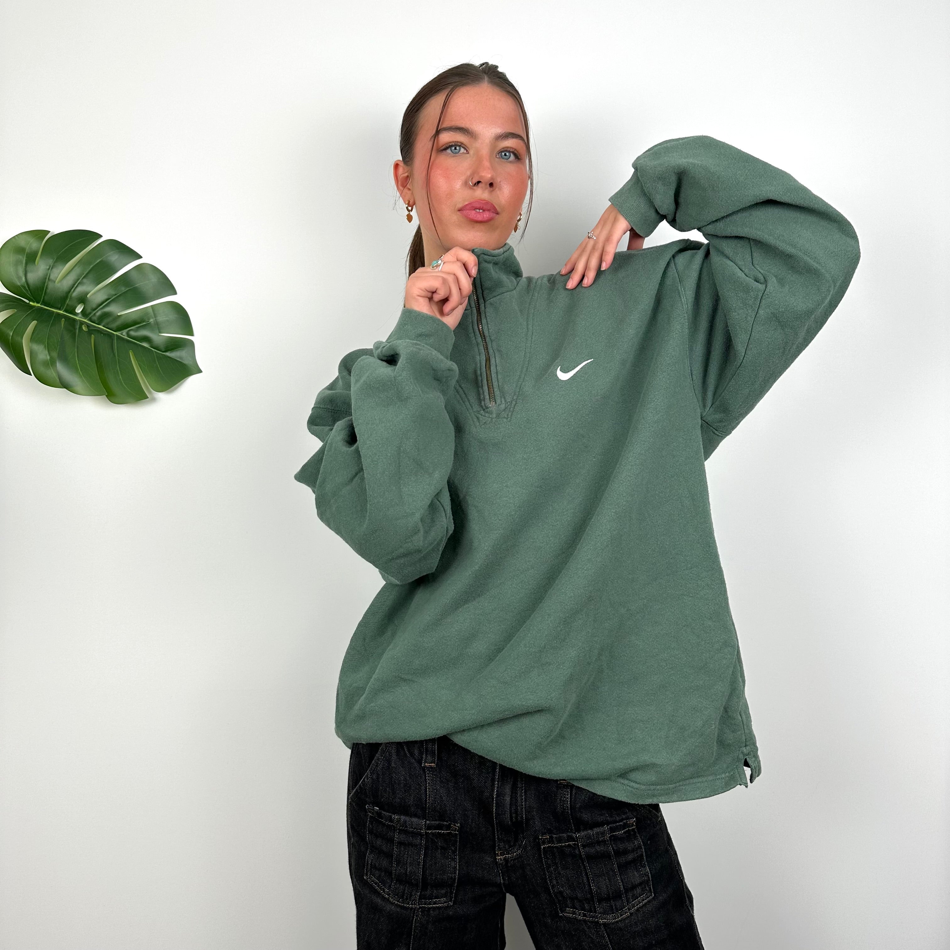 Nike Green Embroidered Swoosh Quarter Zip (M)