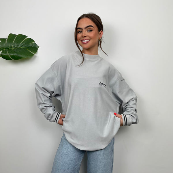 Reebok Brand Grey Embroidered Spell Out Sweatshirt (XXL)