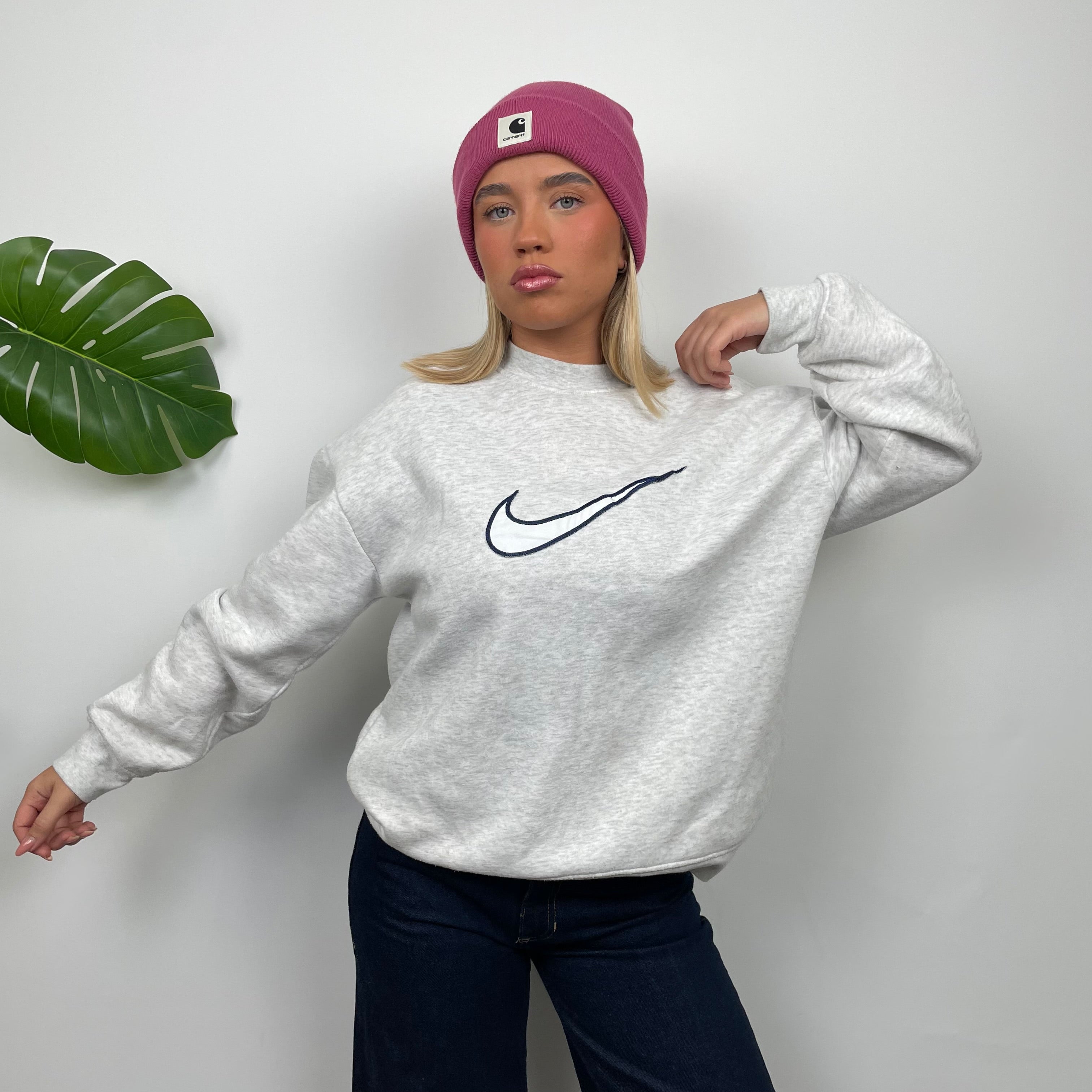 Nike Grey Embroidered Swoosh Sweatshirt (S)