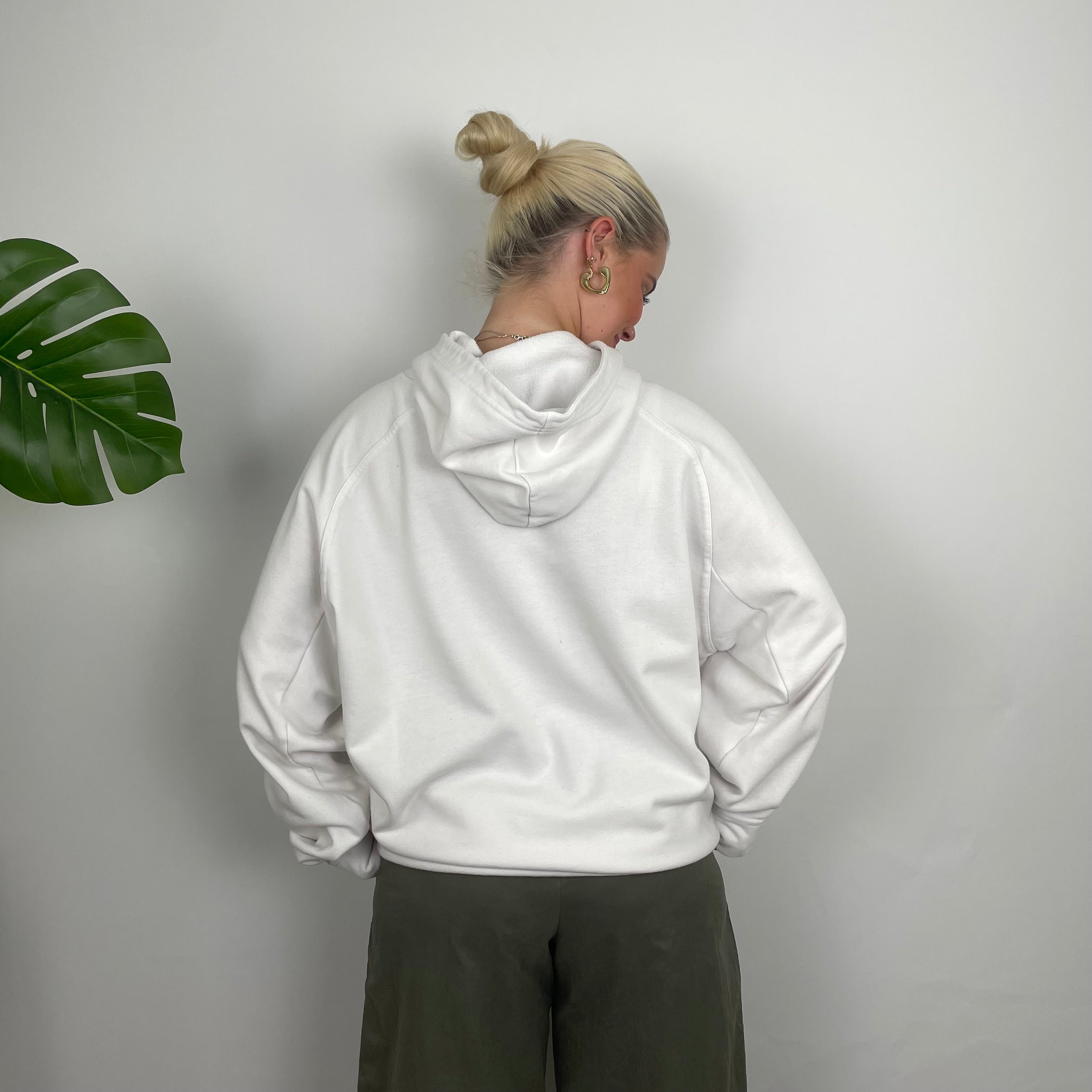 Nike White Embroidered Swoosh Hoodie (M)