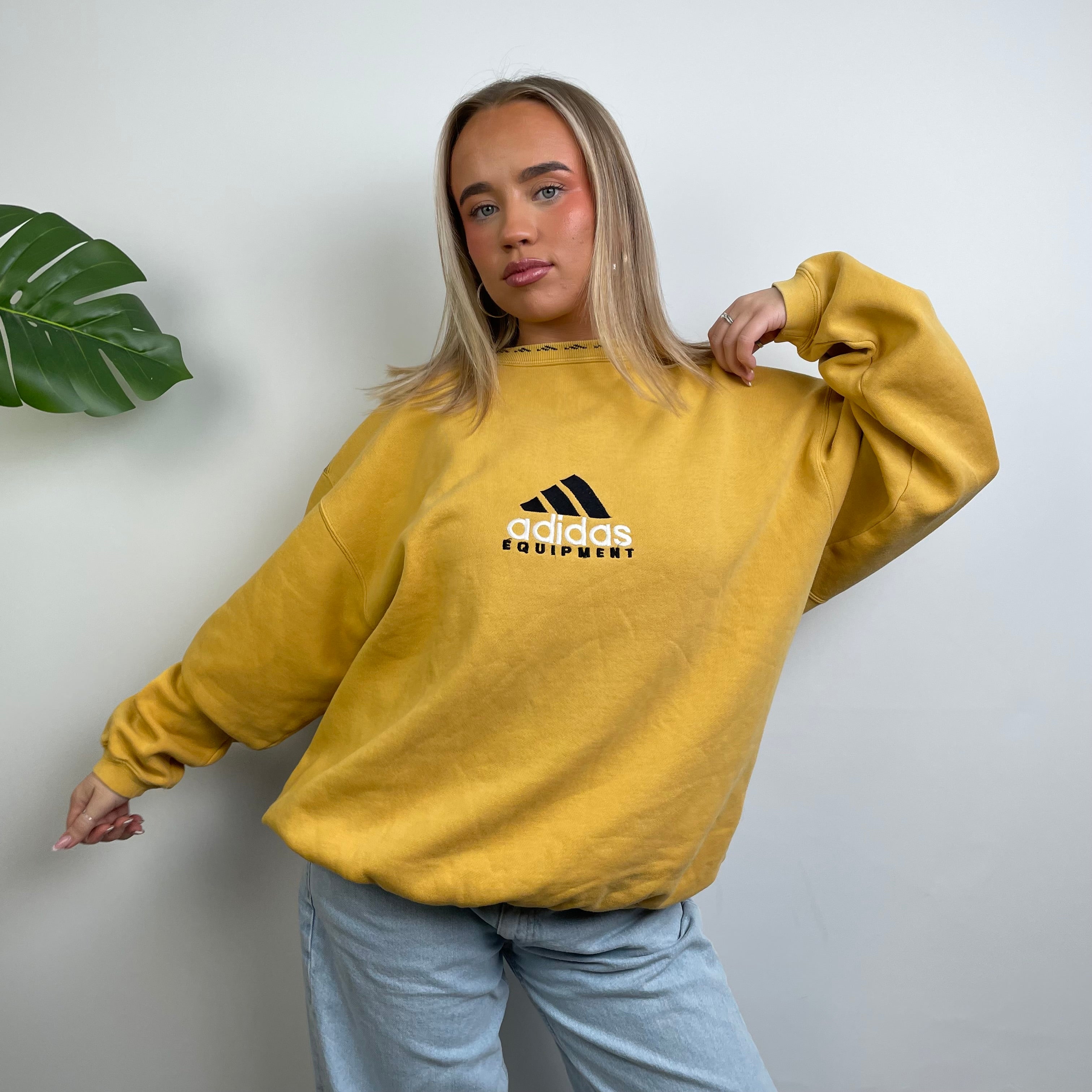 Adidas Equipment Yellow Embroidered Spell Out Sweatshirt (L)