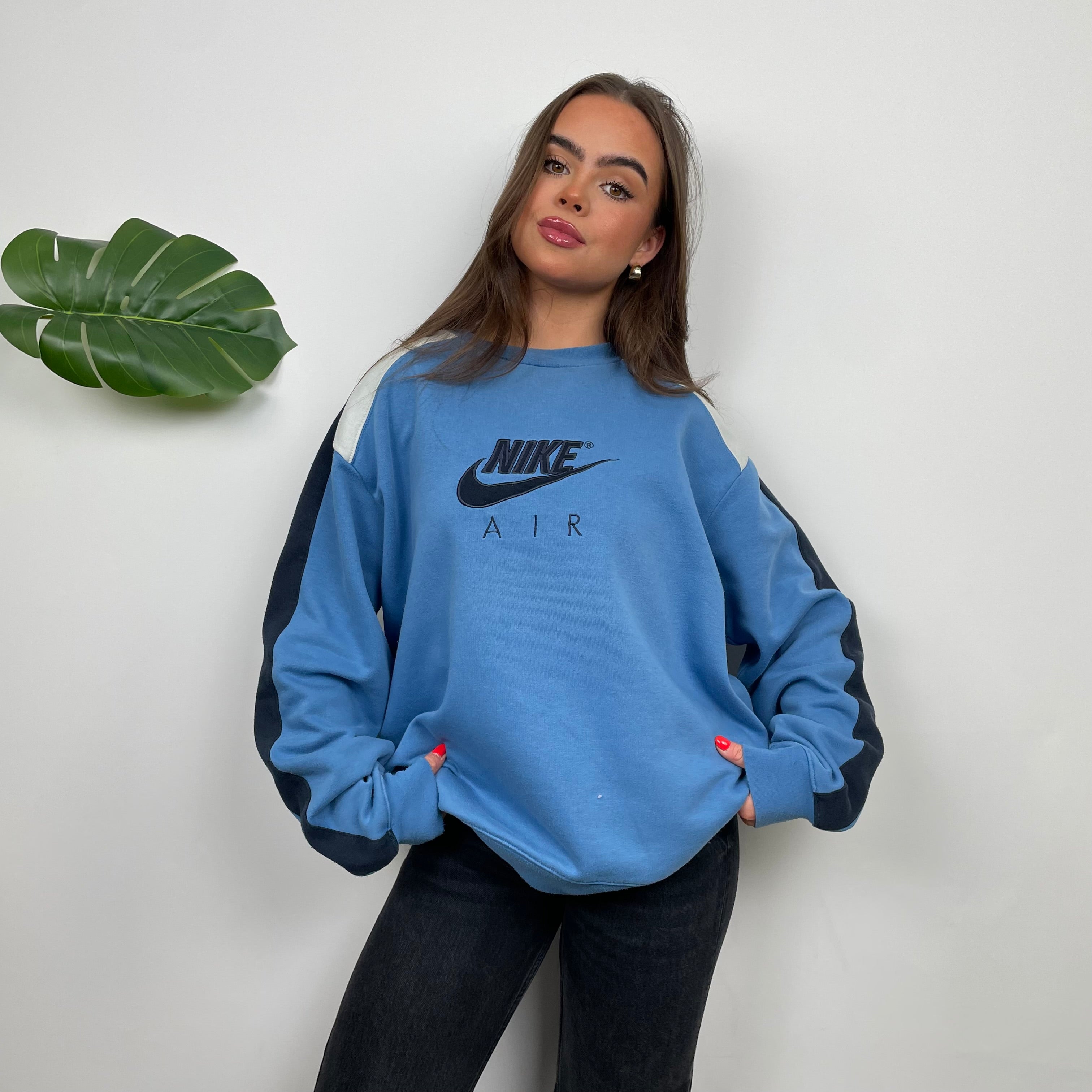 Nike Baby Blue Embroidered Spell Out Sweatshirt (L)