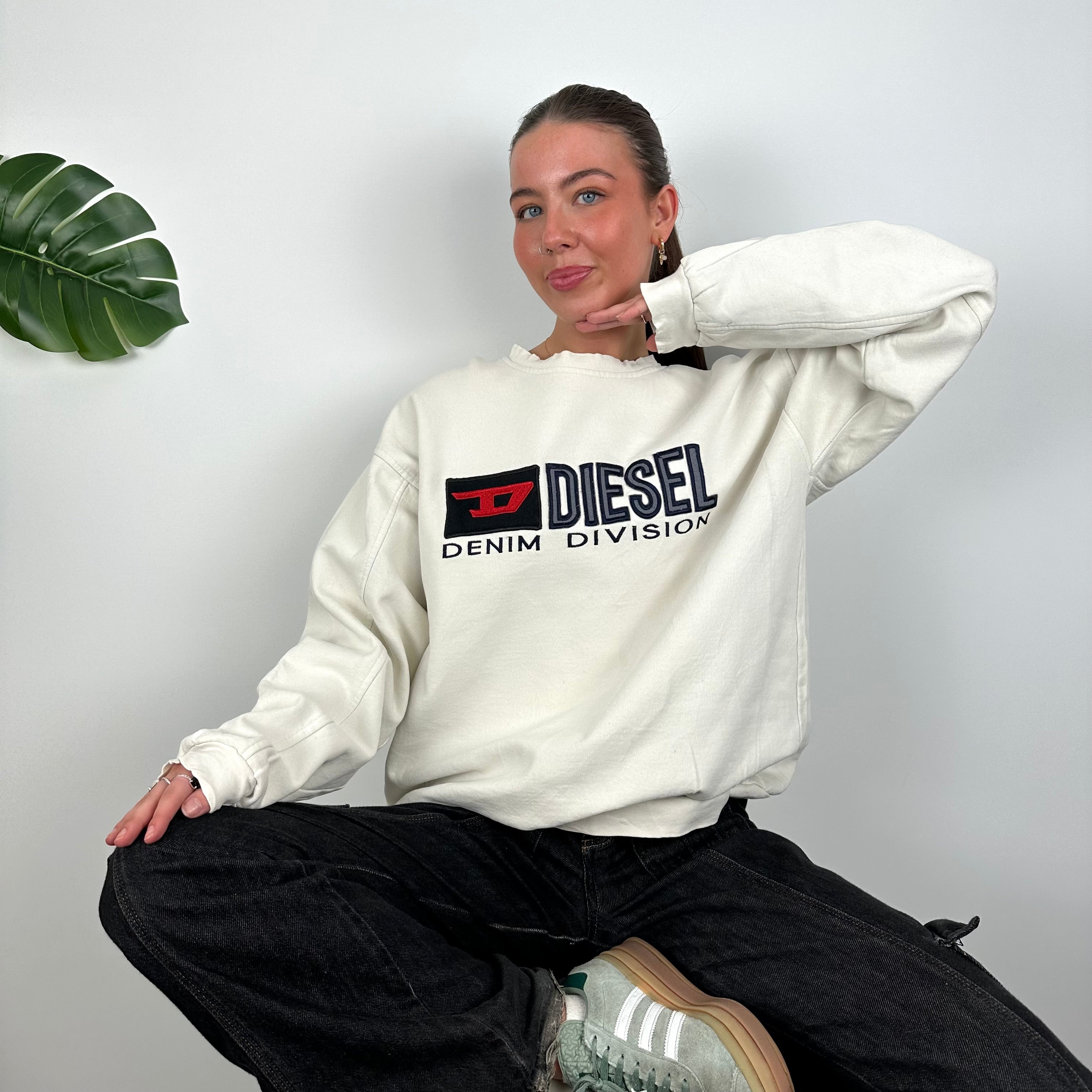 Diesel Cream Embroidered Spell Out Sweatshirt (M)