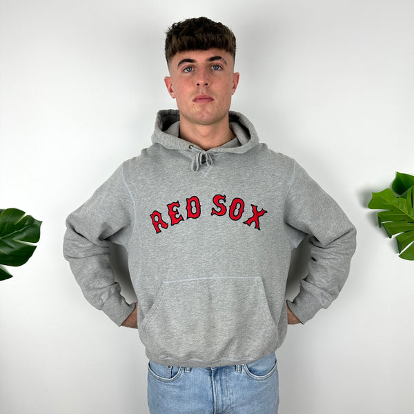 Nike X Boston Red Sox Grey Embroidered Spell Out Hoodie (M)