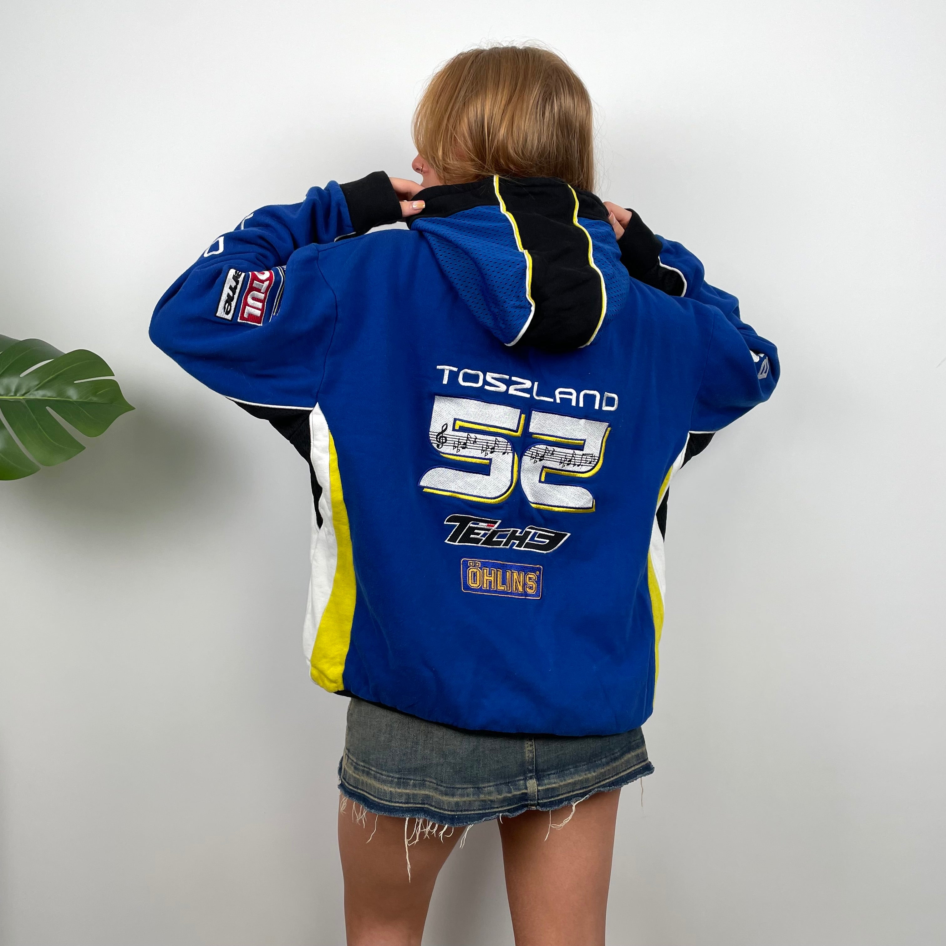 Toszland Racing RARE Blue & Black Embroidered Spell Out Zip Up Jacket (L)