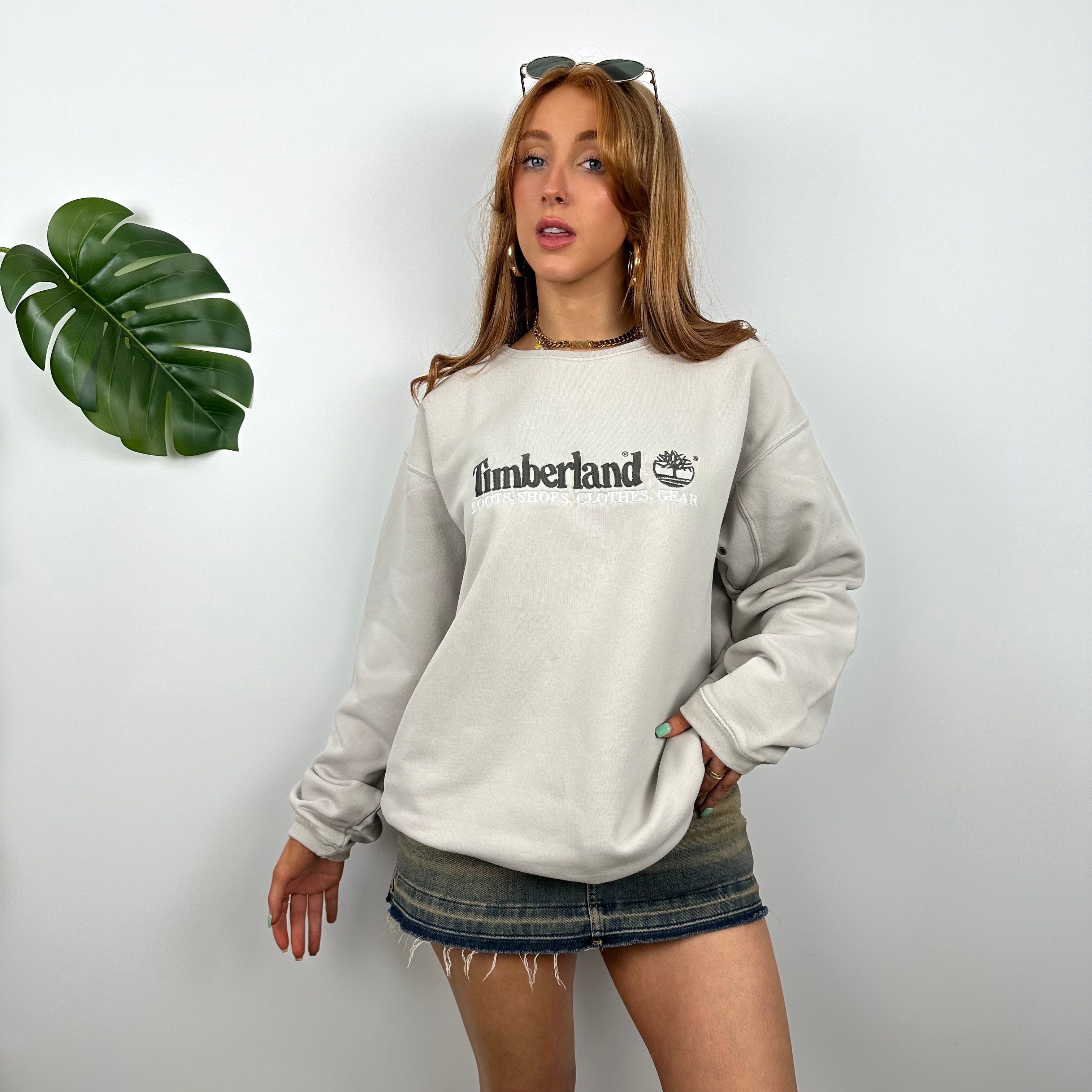 Timberland Grey Embroidered Spell Out Sweatshirt (M)