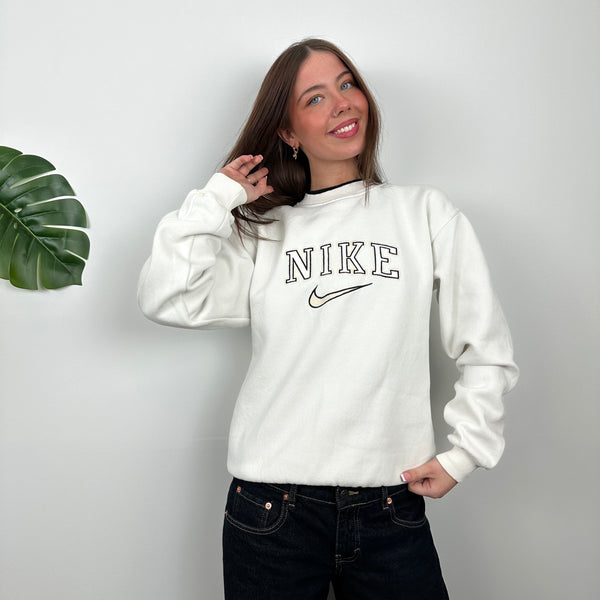 Nike White Embroidered Spell Out Sweatshirt (M)