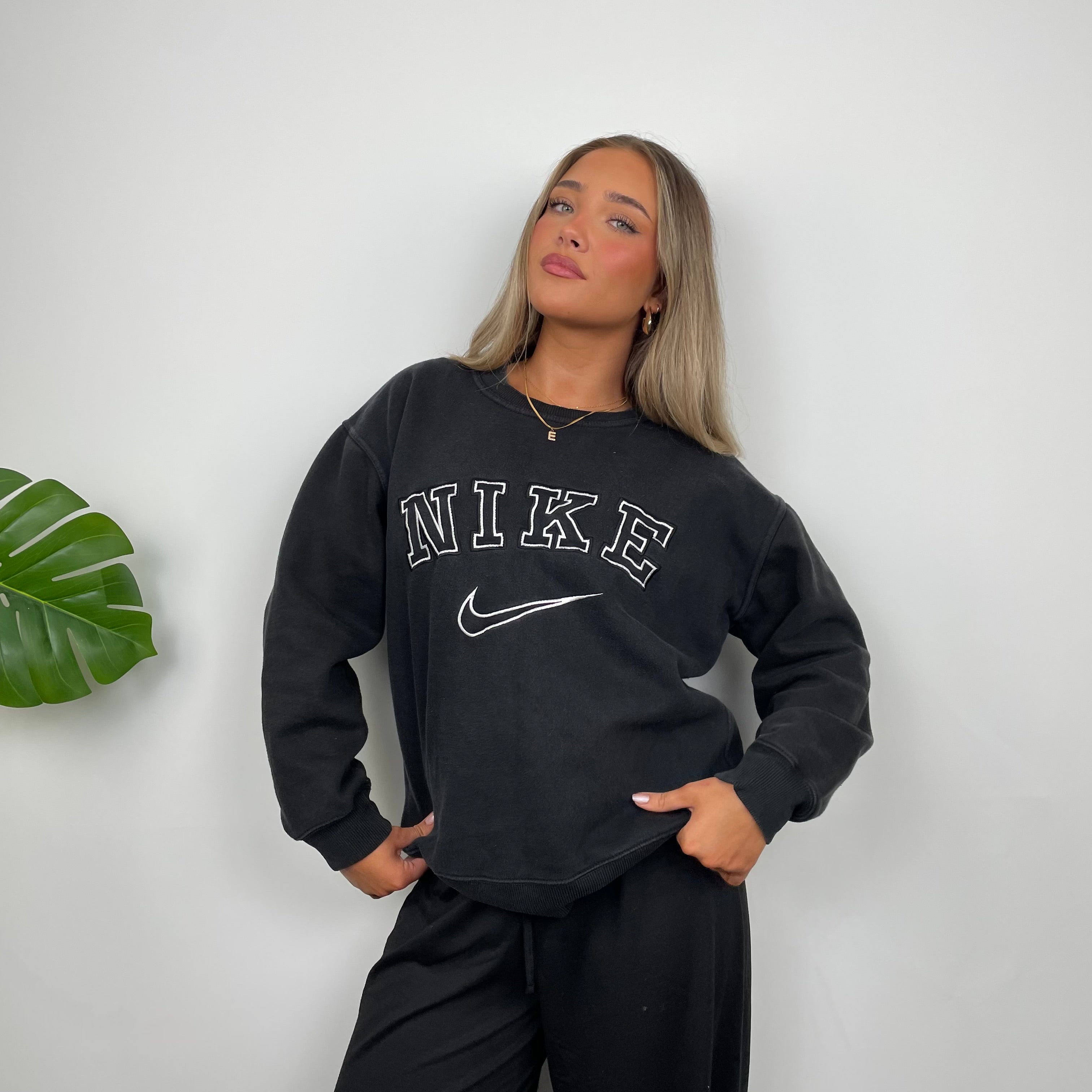 Nike Grey Embroidered Spell Out Sweatshirt (XS)