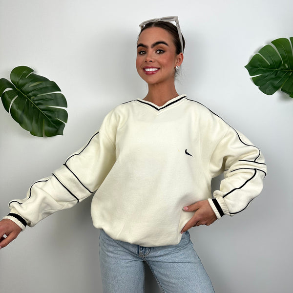 Nike Cream Embroidered Swoosh Sweatshirt (M)