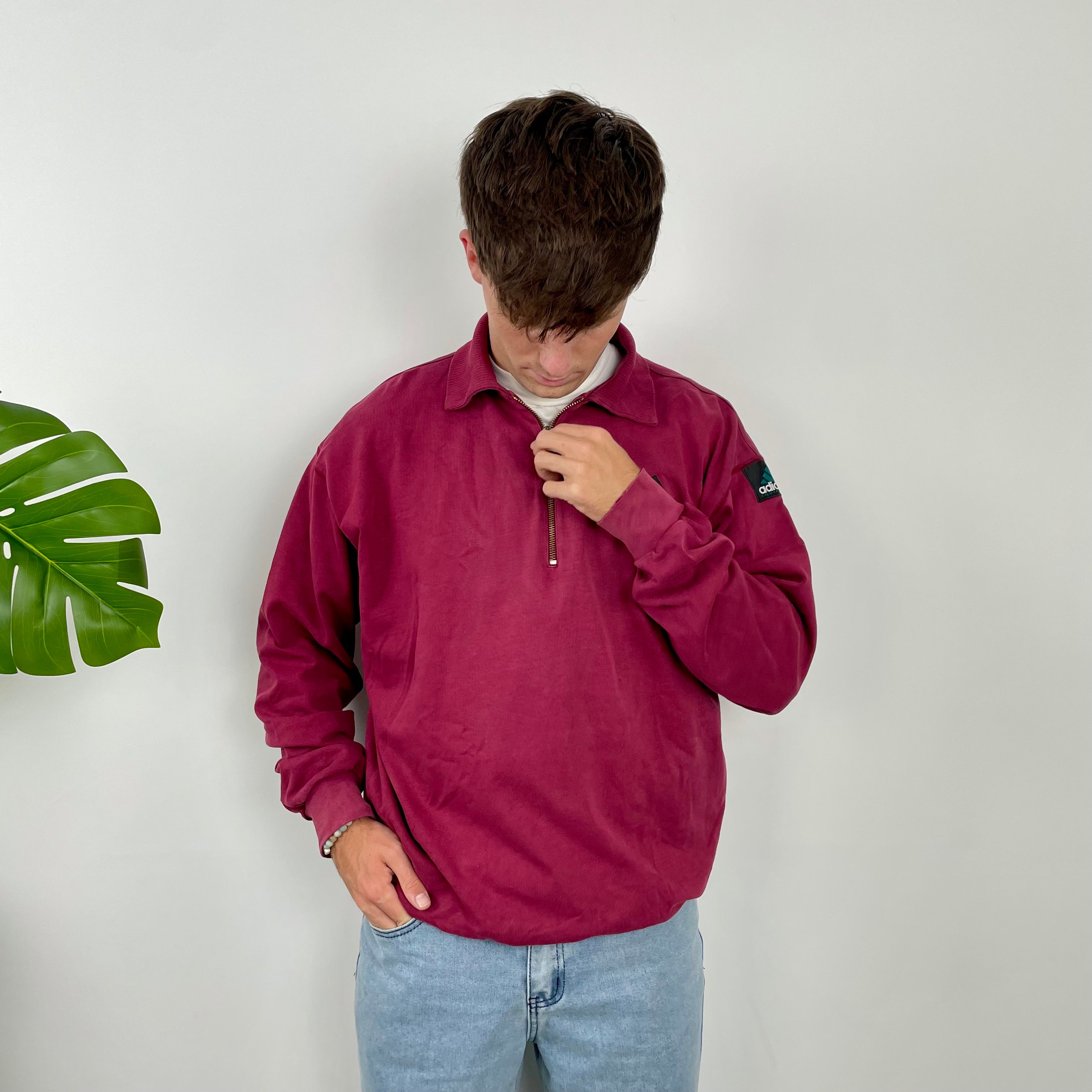 Adidas Equipment Maroon Embroidered Spell Out Sweatshirt (L)