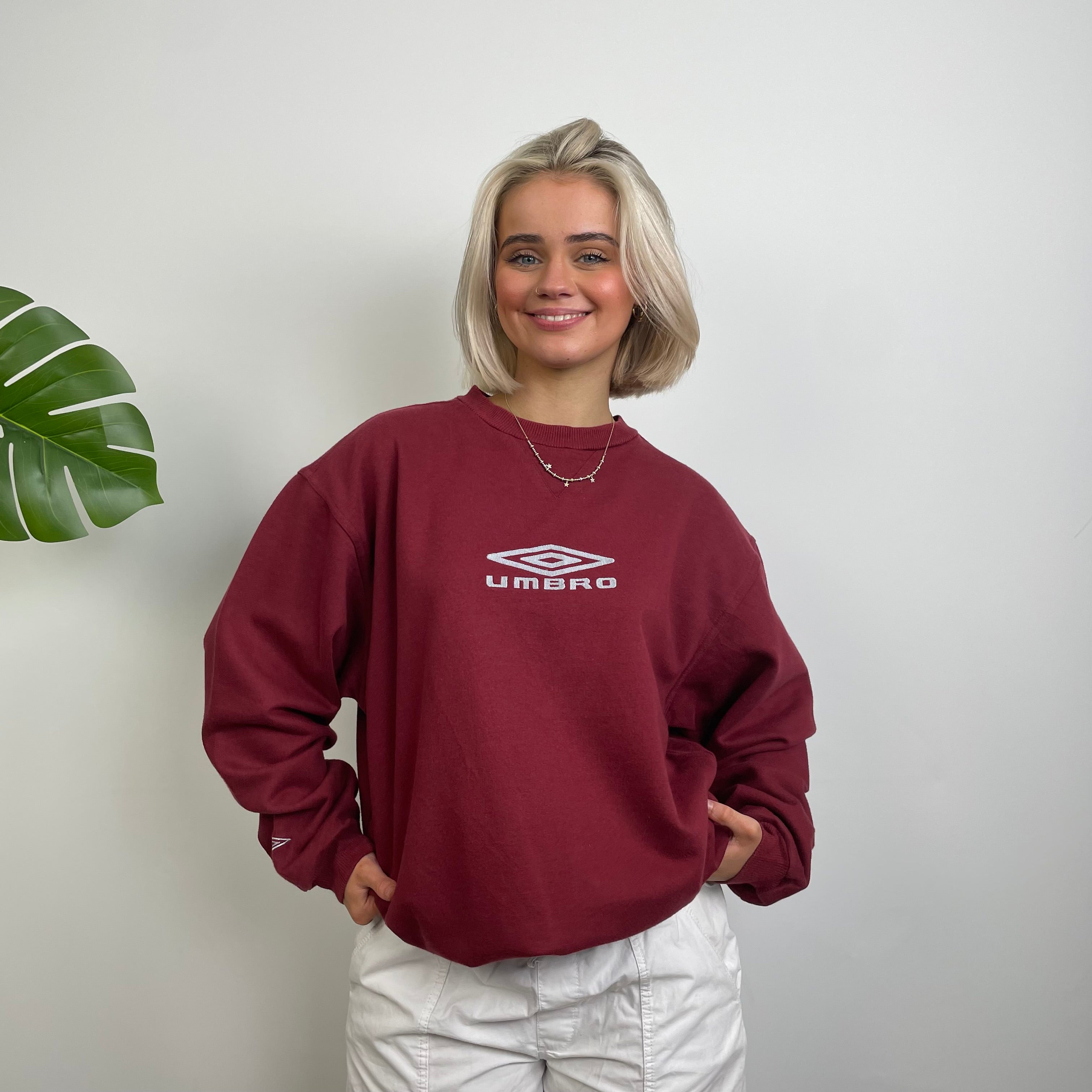 Umbro RARE Maroon Embroidered Spell Out Sweatshirt (L)