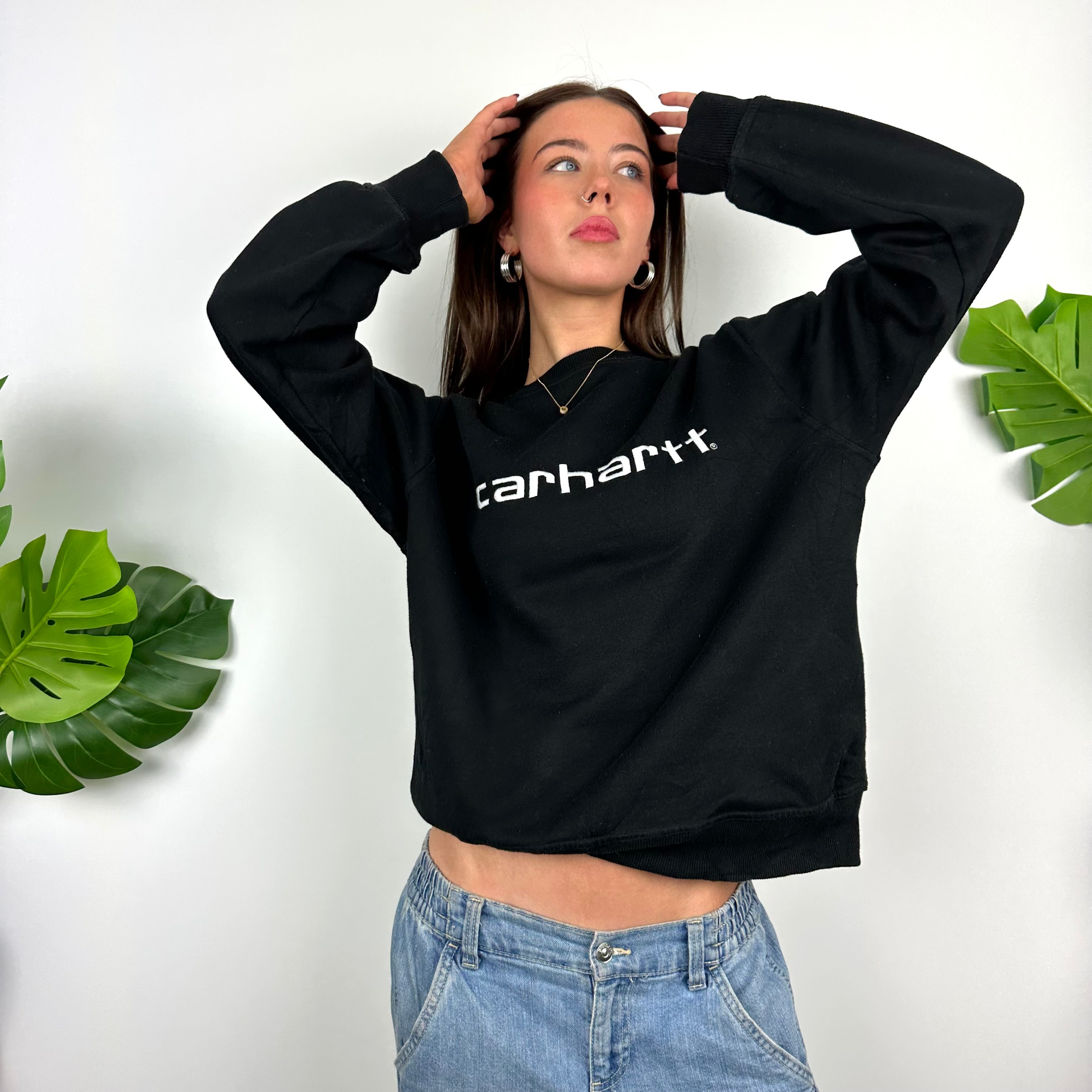 Carhartt Black Embroidered Spell Out Sweatshirt (L)