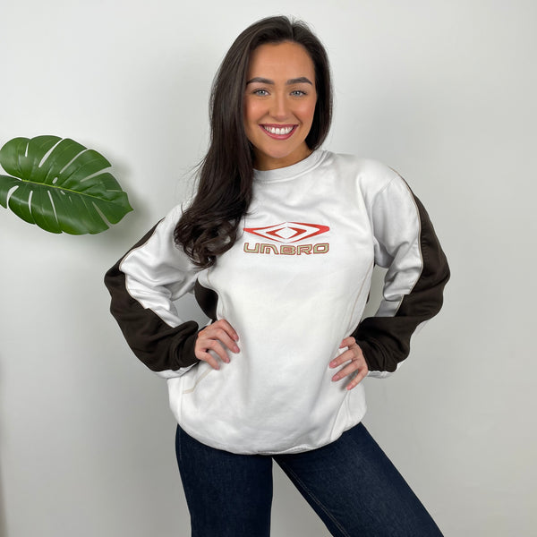 Umbro White Embroidered Spell Out Sweatshirt (L)