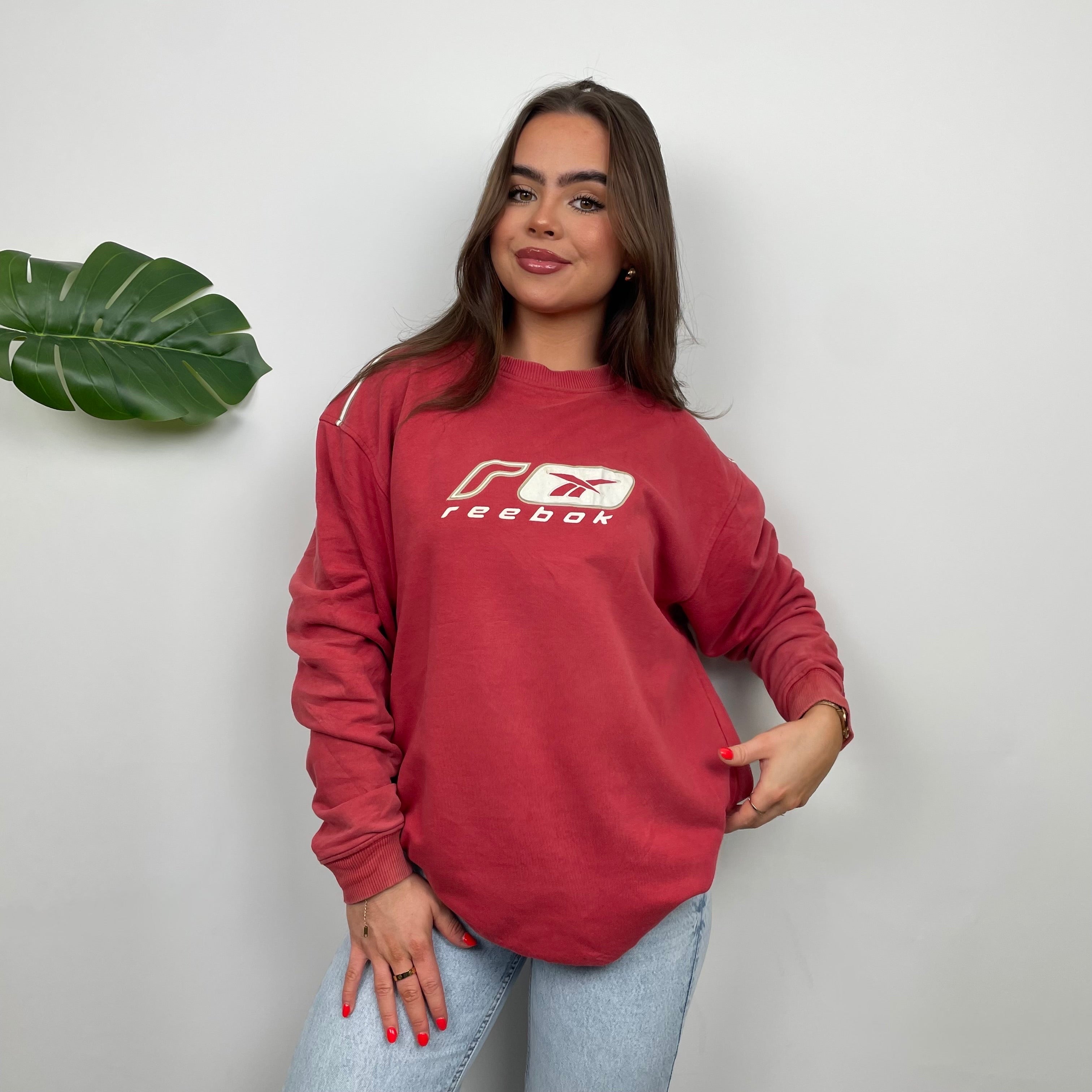 Reebok Red Embroidered Spell Out Sweatshirt (M)