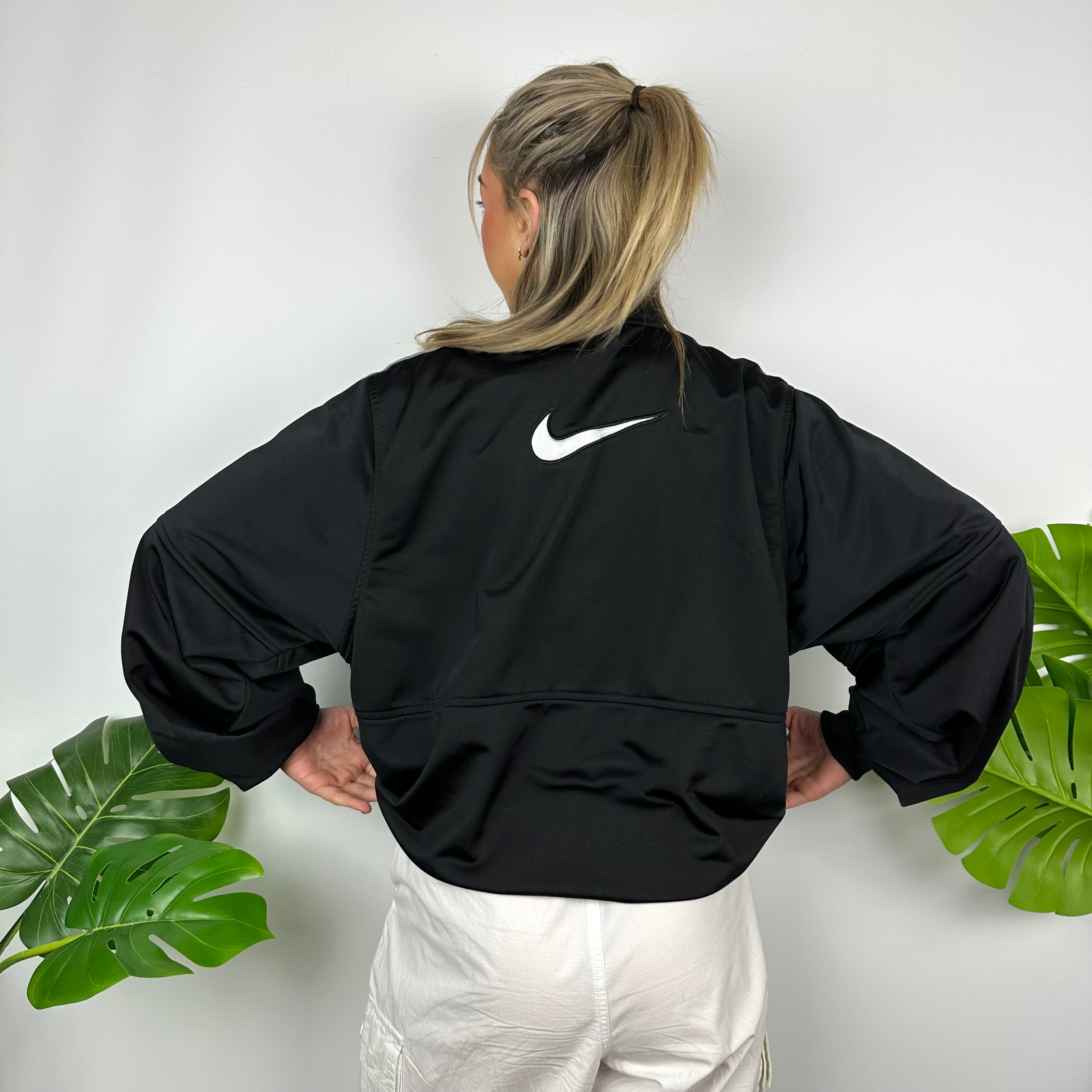 Nike Black Embroidered Swoosh Zip Up Track Jacket (M)