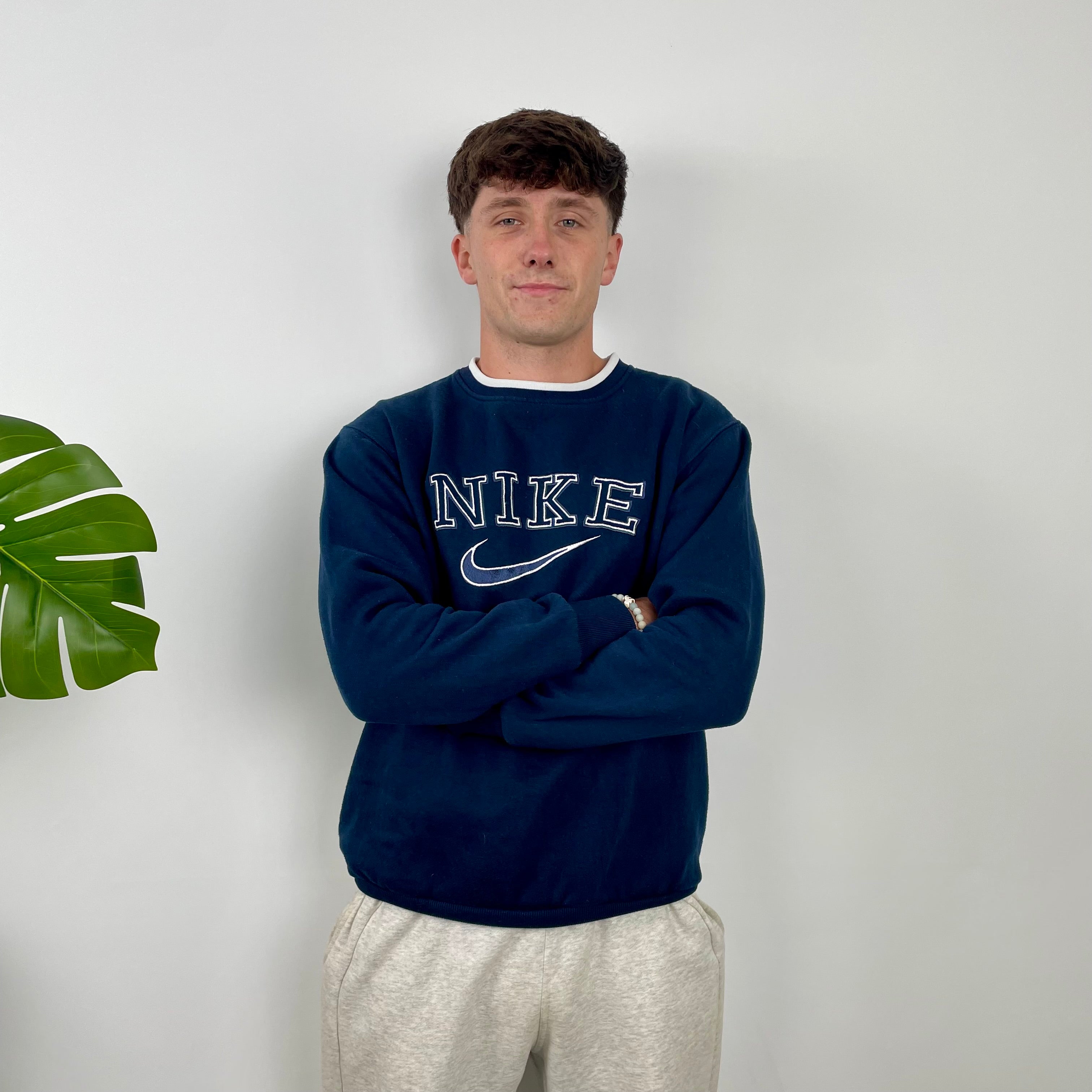 Nike Navy Embroidered Spell Out Sweatshirt (M)