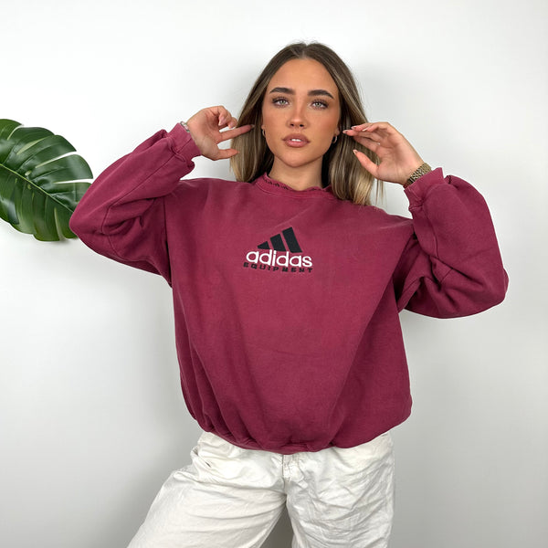 Adidas Equipment RARE Maroon Embroidered Spell Out Sweatshirt (M)