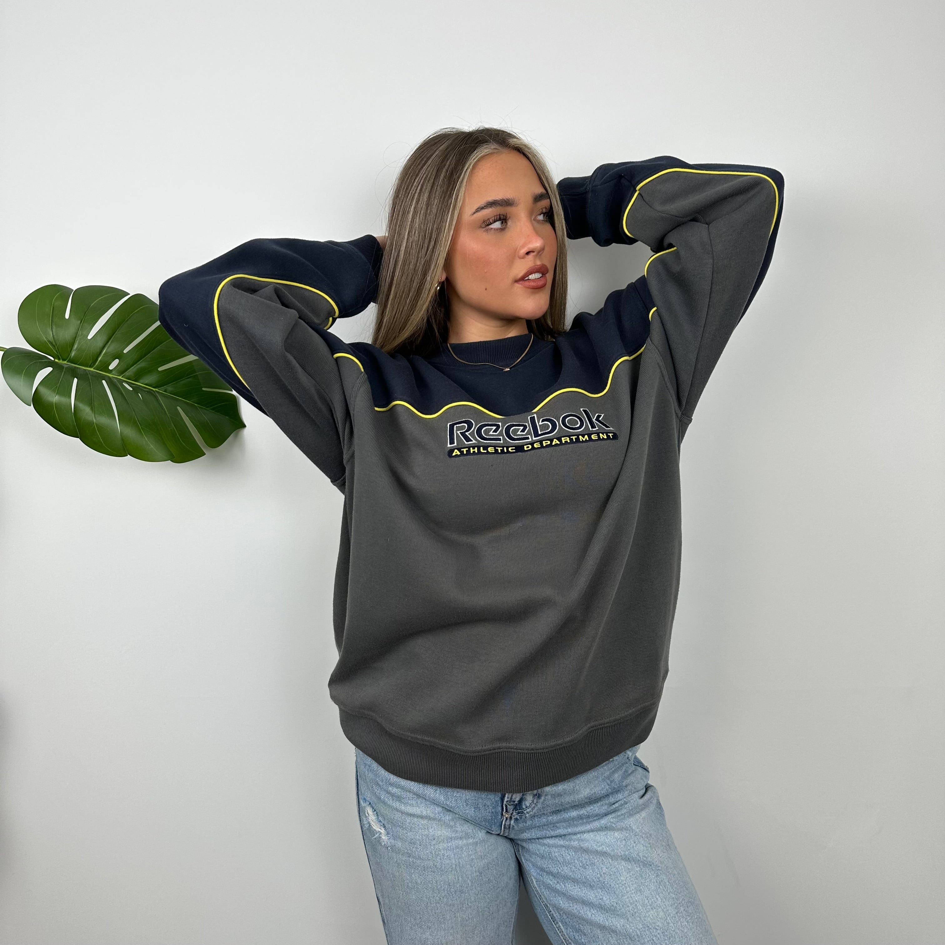 Reebok Grey Embroidered Spell Out Sweatshirt (L)