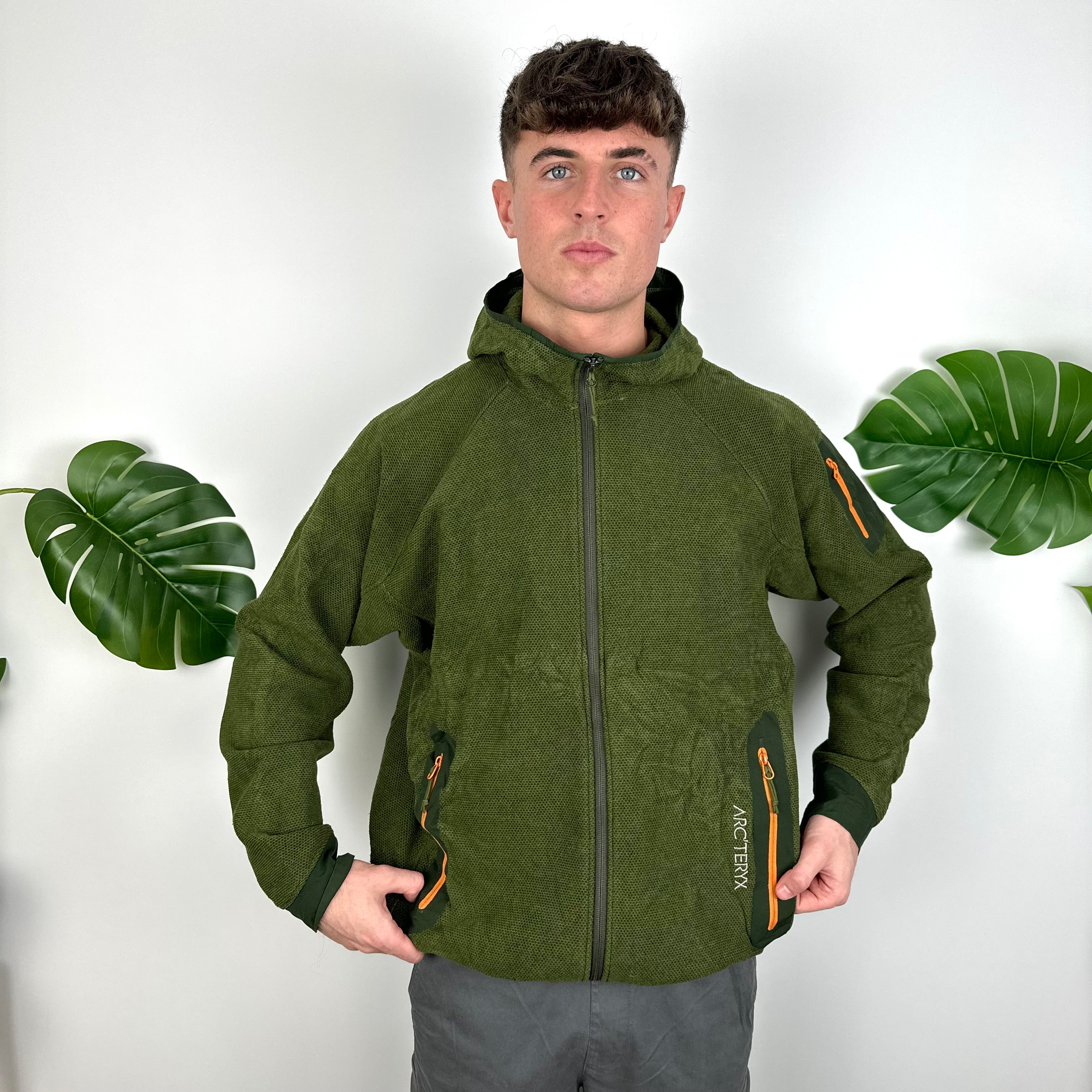 Arcteryx Green Embroidered Spell Out Fleece Zip Up Jacket (L)