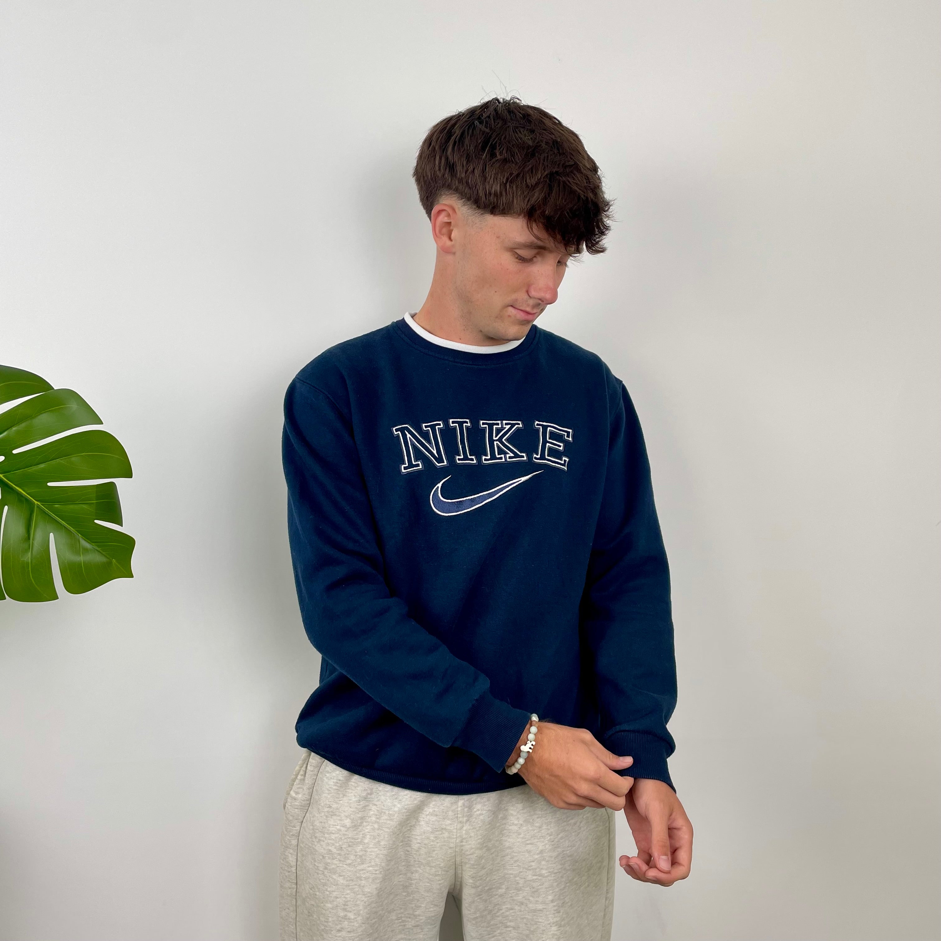 Nike Navy Embroidered Spell Out Sweatshirt (M)