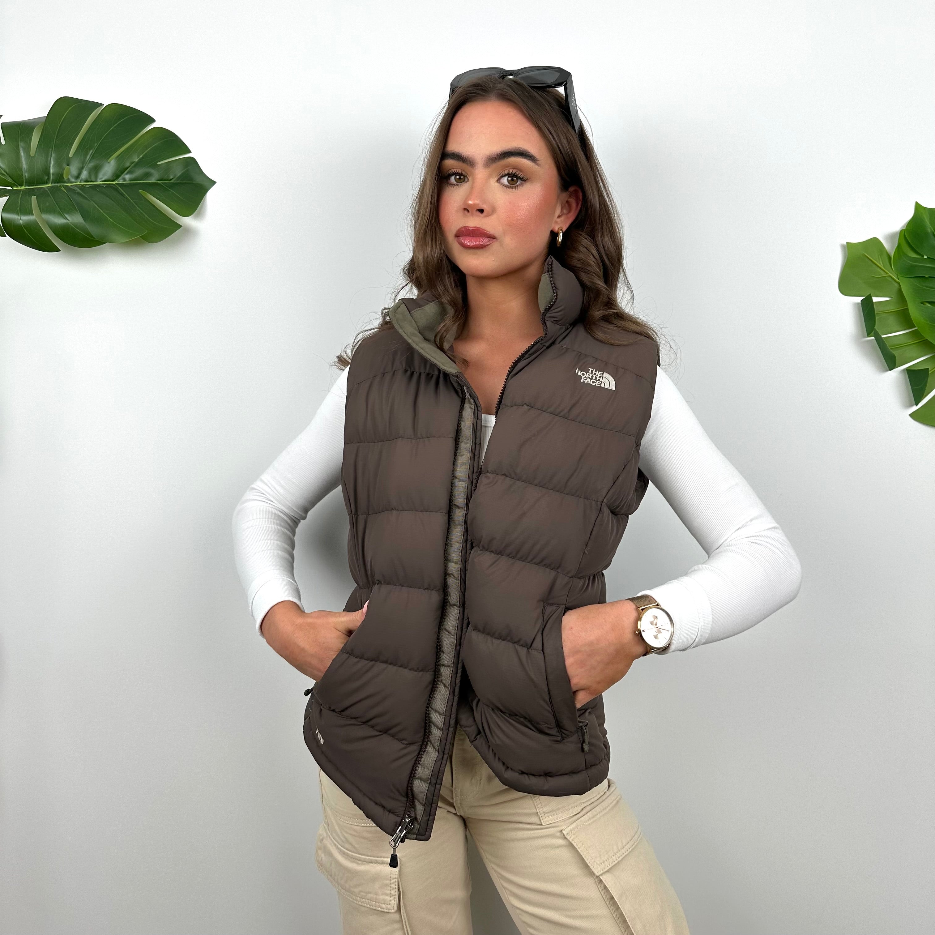 North Face Brown Nuptse 700 Puffer Gilet (M)