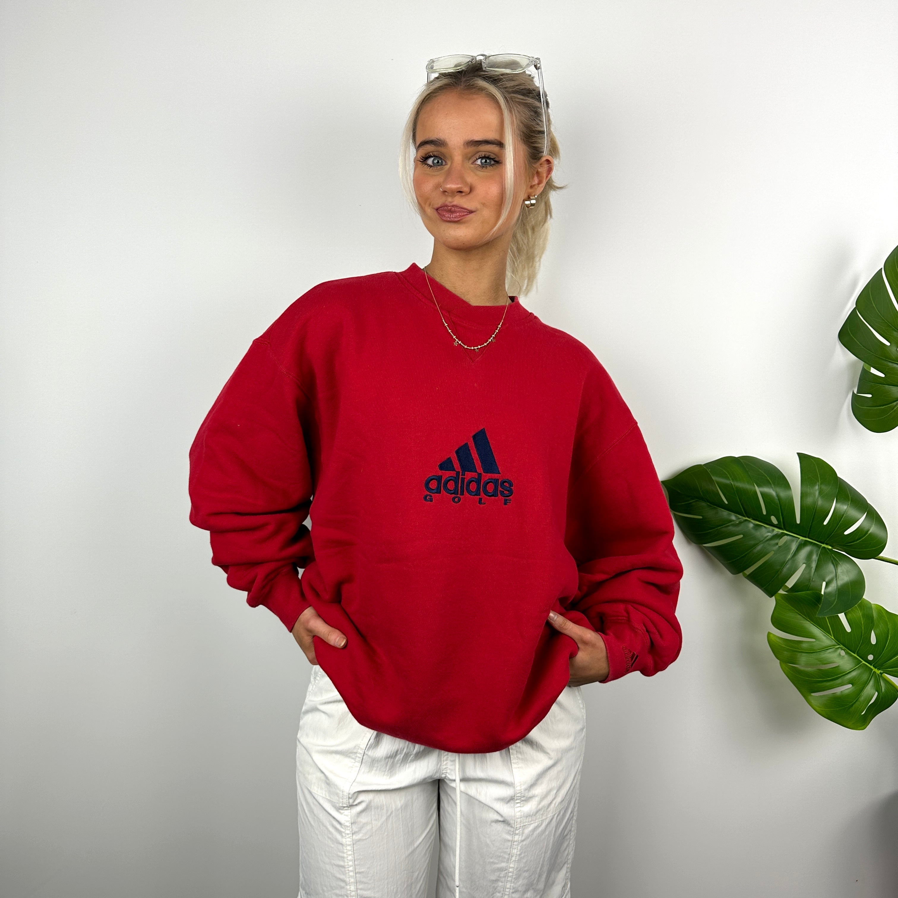 Adidas Golf RARE Red Embroidered Spell Out Sweatshirt (L)