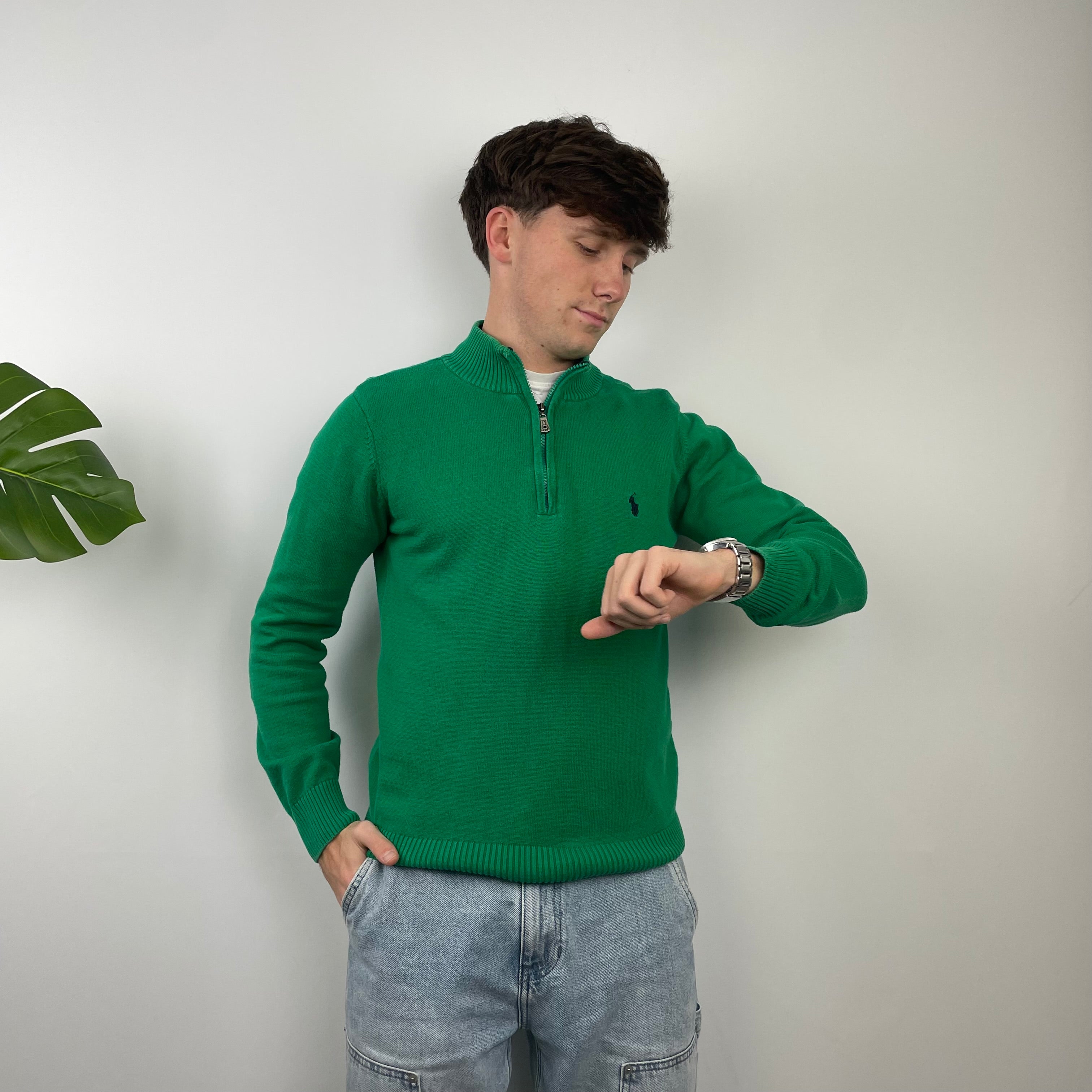 Polo Ralph Lauren Green Embroidered Logo Quarter Zip Sweatshirt (S)