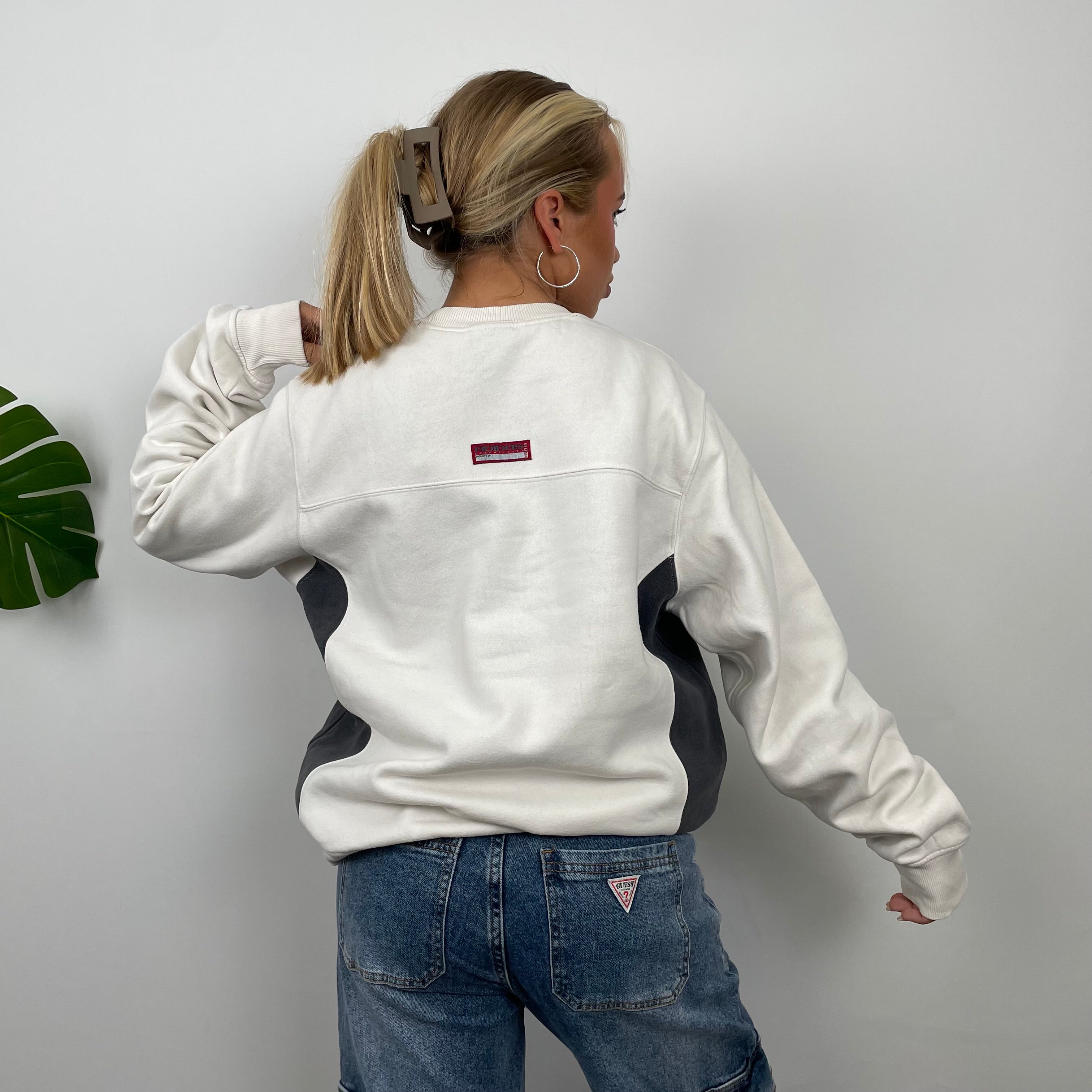 Adidas White Embroidered Spell Out Sweatshirt (M)