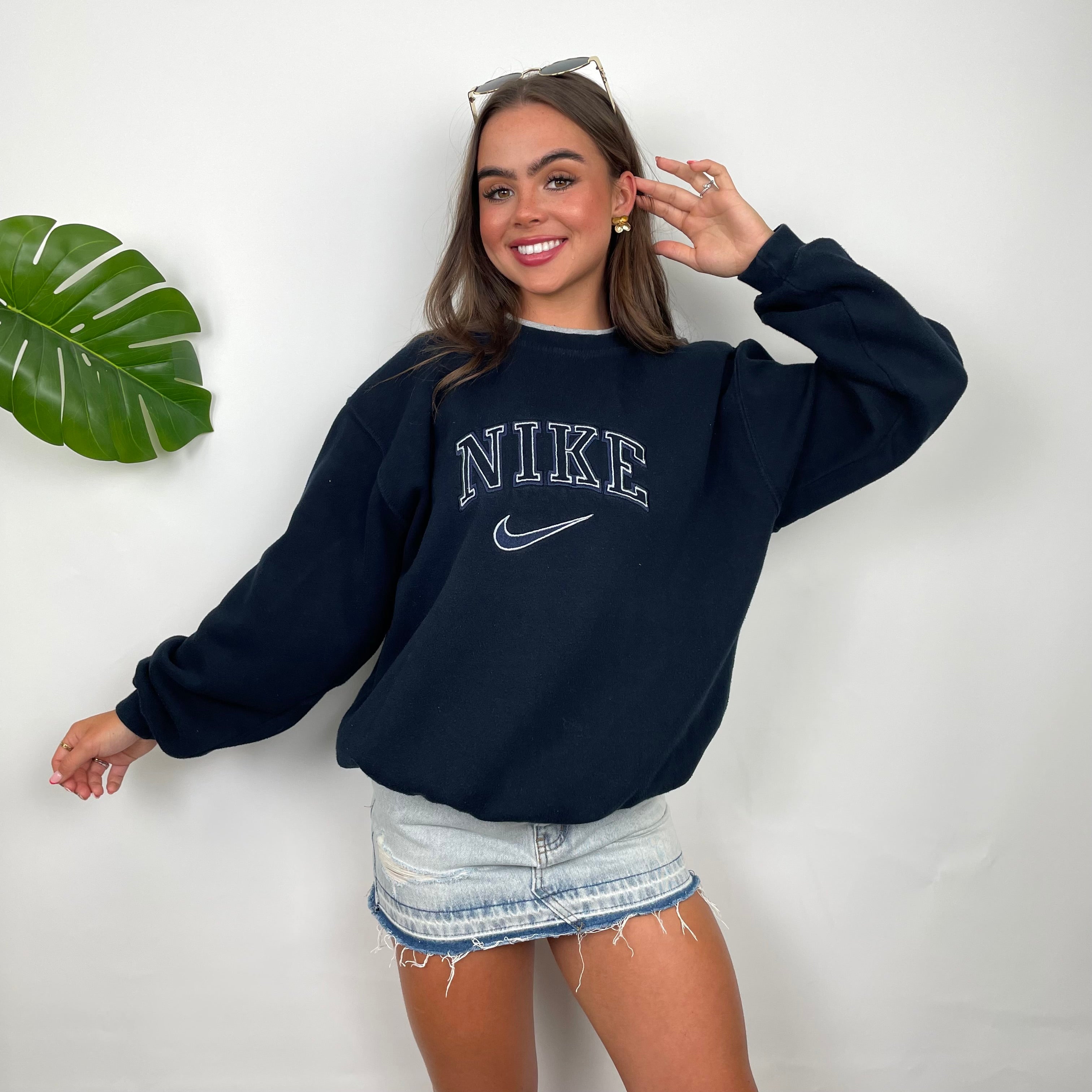 Nike Navy Embroidered Spell Out Sweatshirt (L)