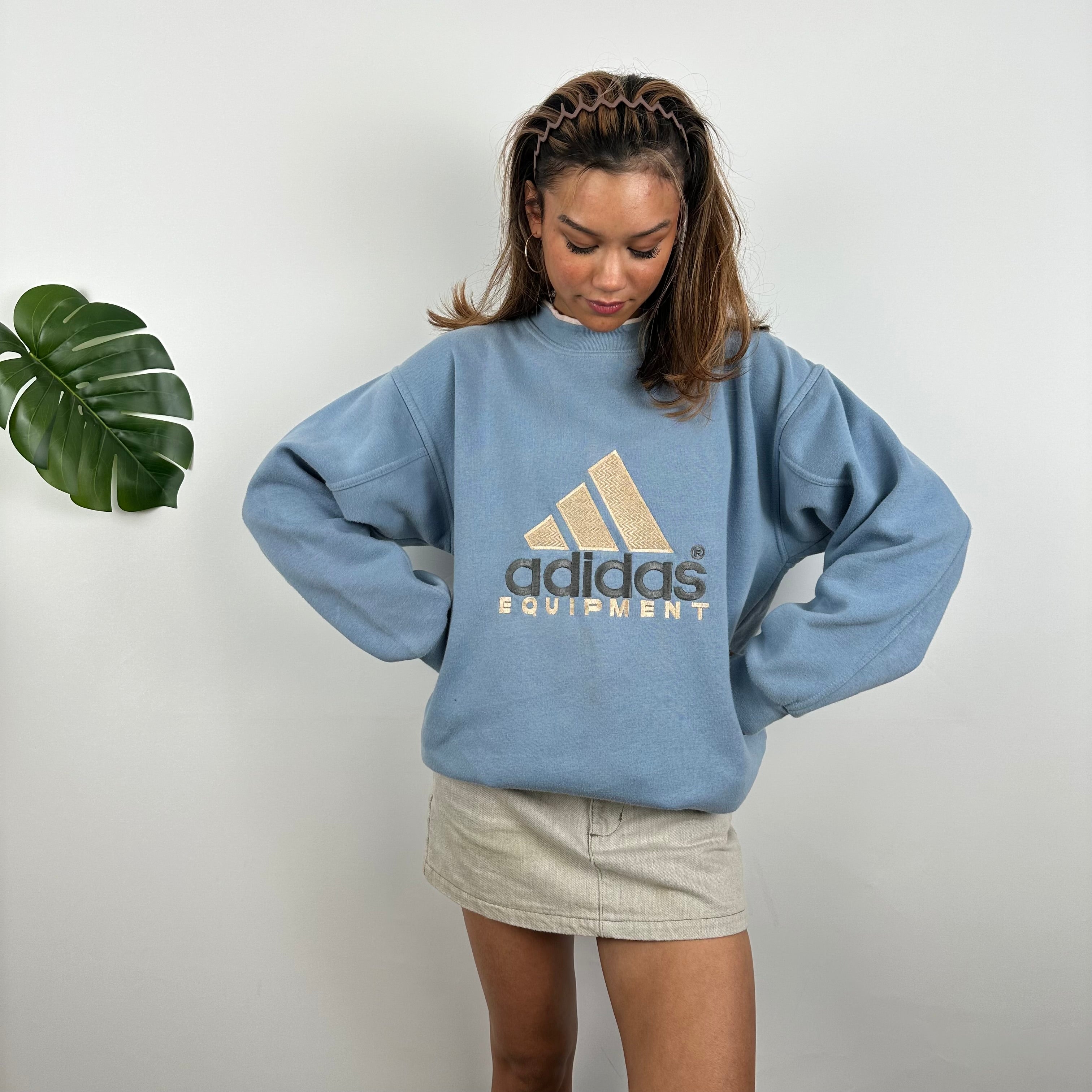 Adidas Equipment RARE Baby Blue Embroidered Spell Out Sweatshirt (L)