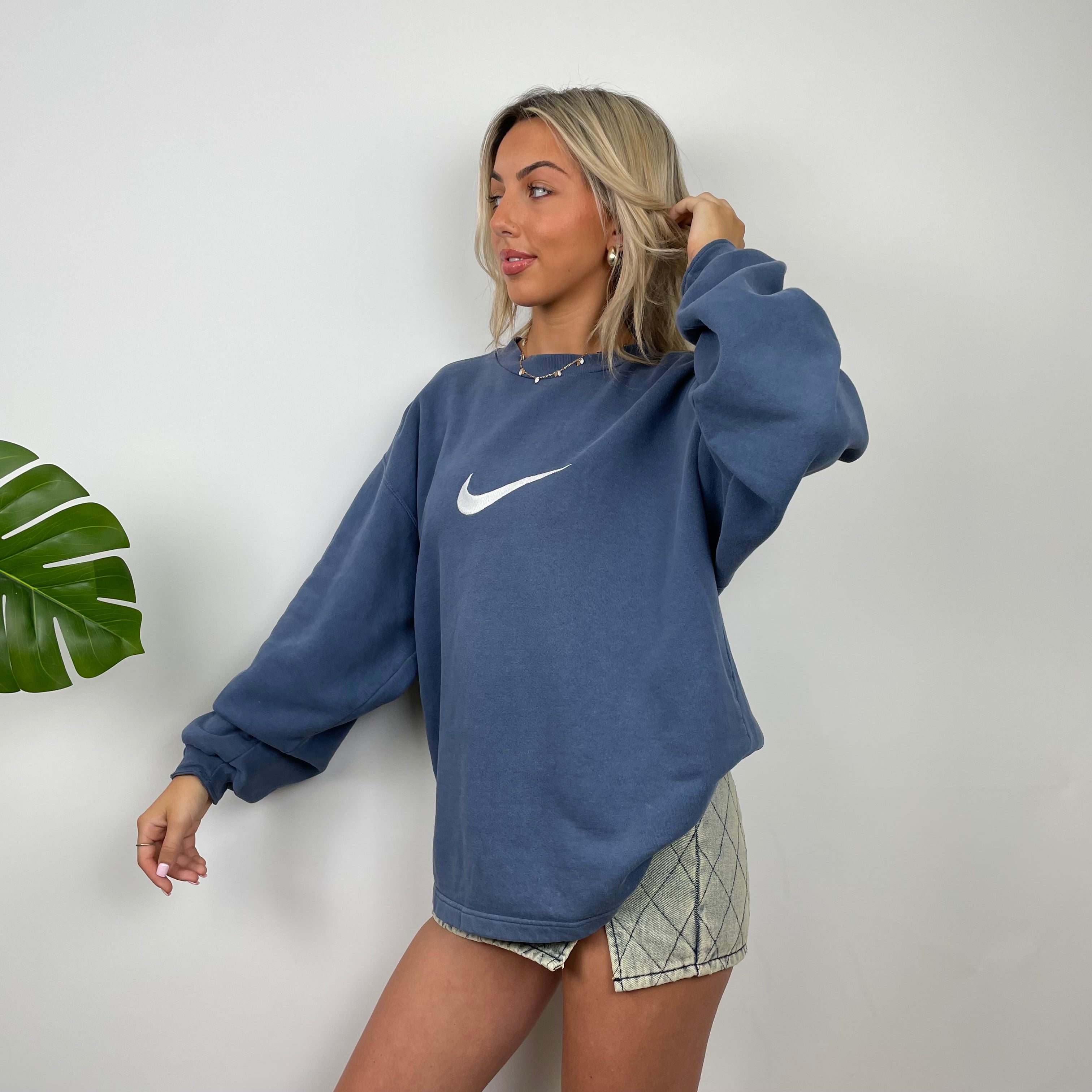 Nike Navy Embroidered Swoosh Sweatshirt (M)