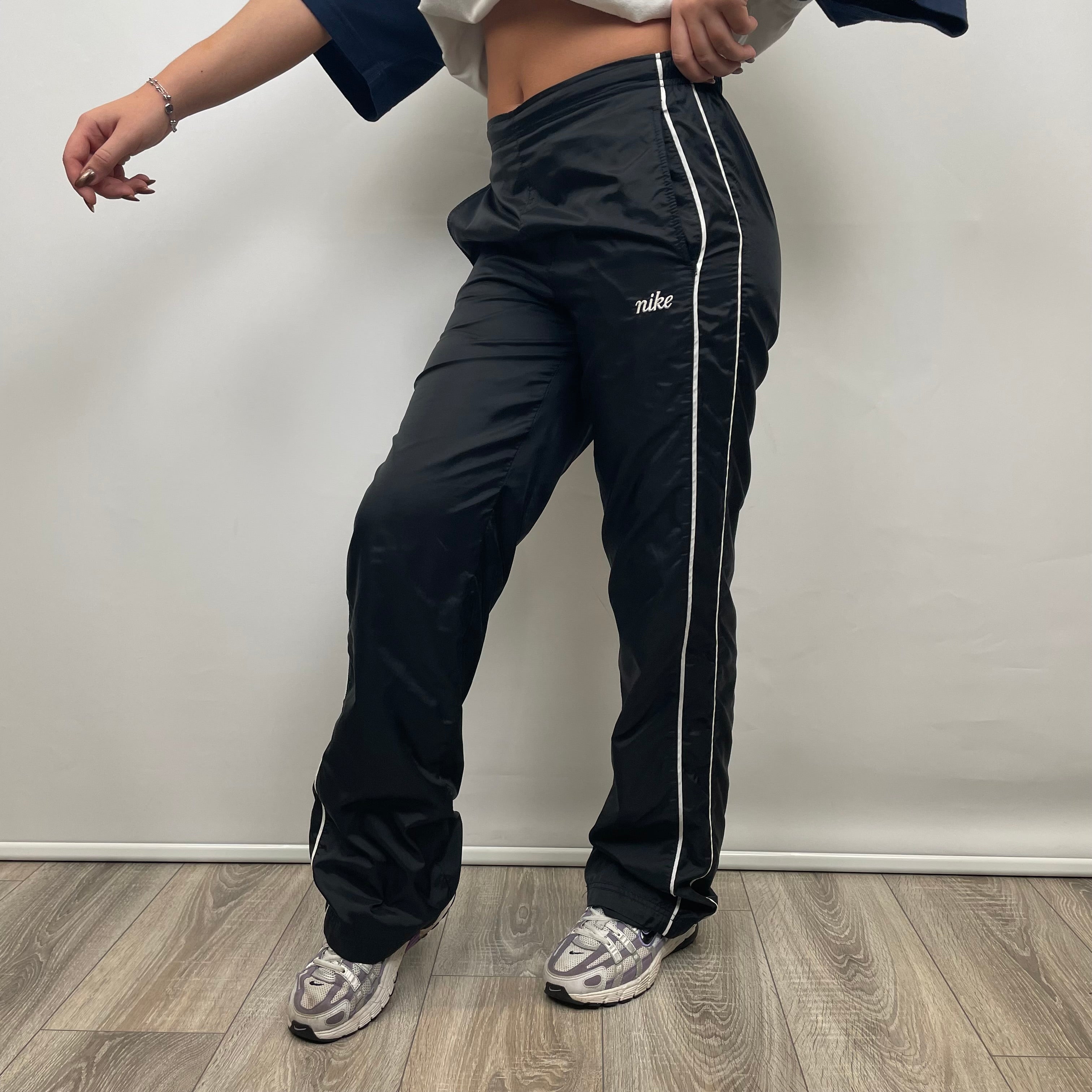 Nike Black Embroidered Spell Out Track Pants (S)