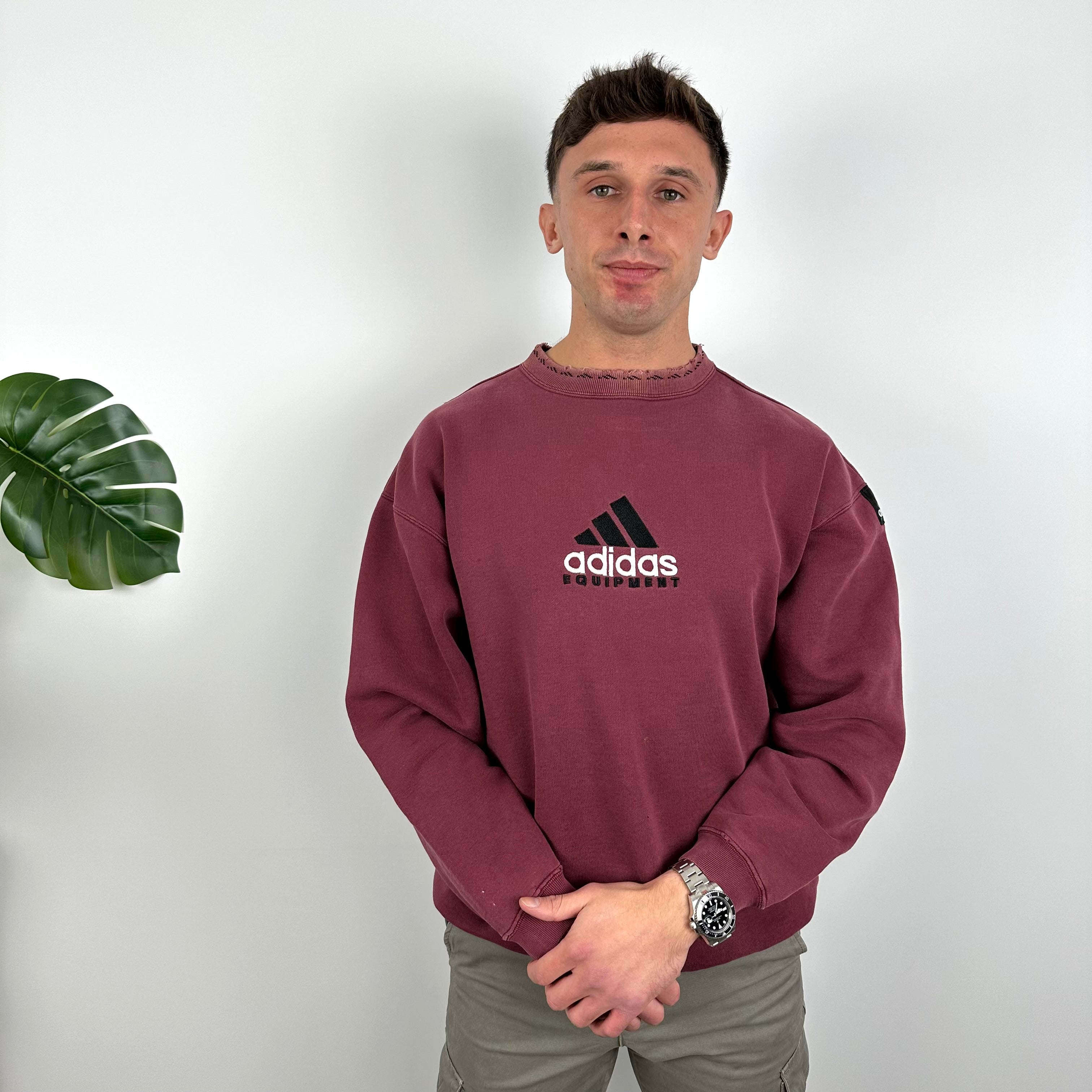 Adidas Equipment Maroon Embroidered Spell Out Sweatshirt (L)