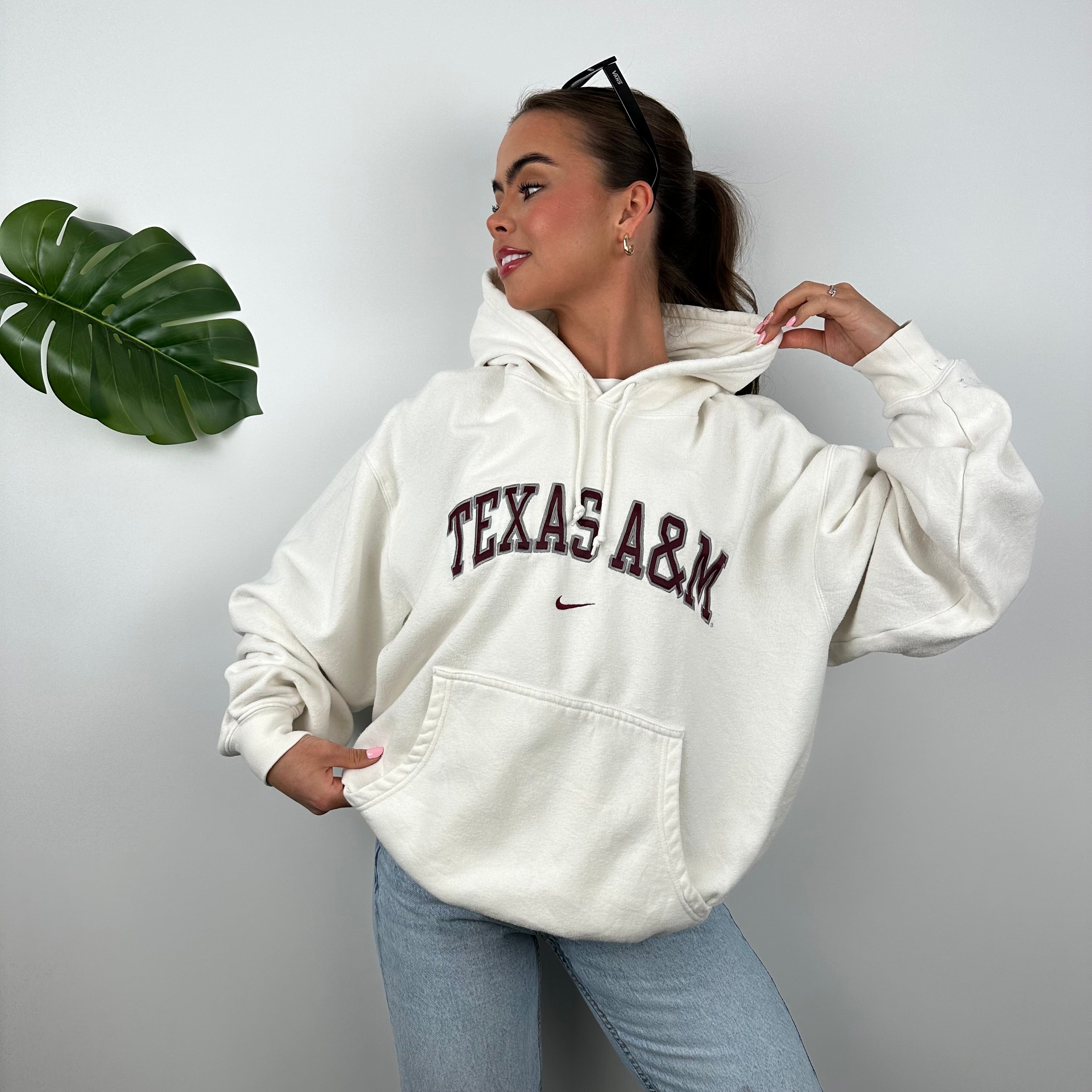 Nike x Texas A&M White Embroidered Spell Out Hoodie (L)