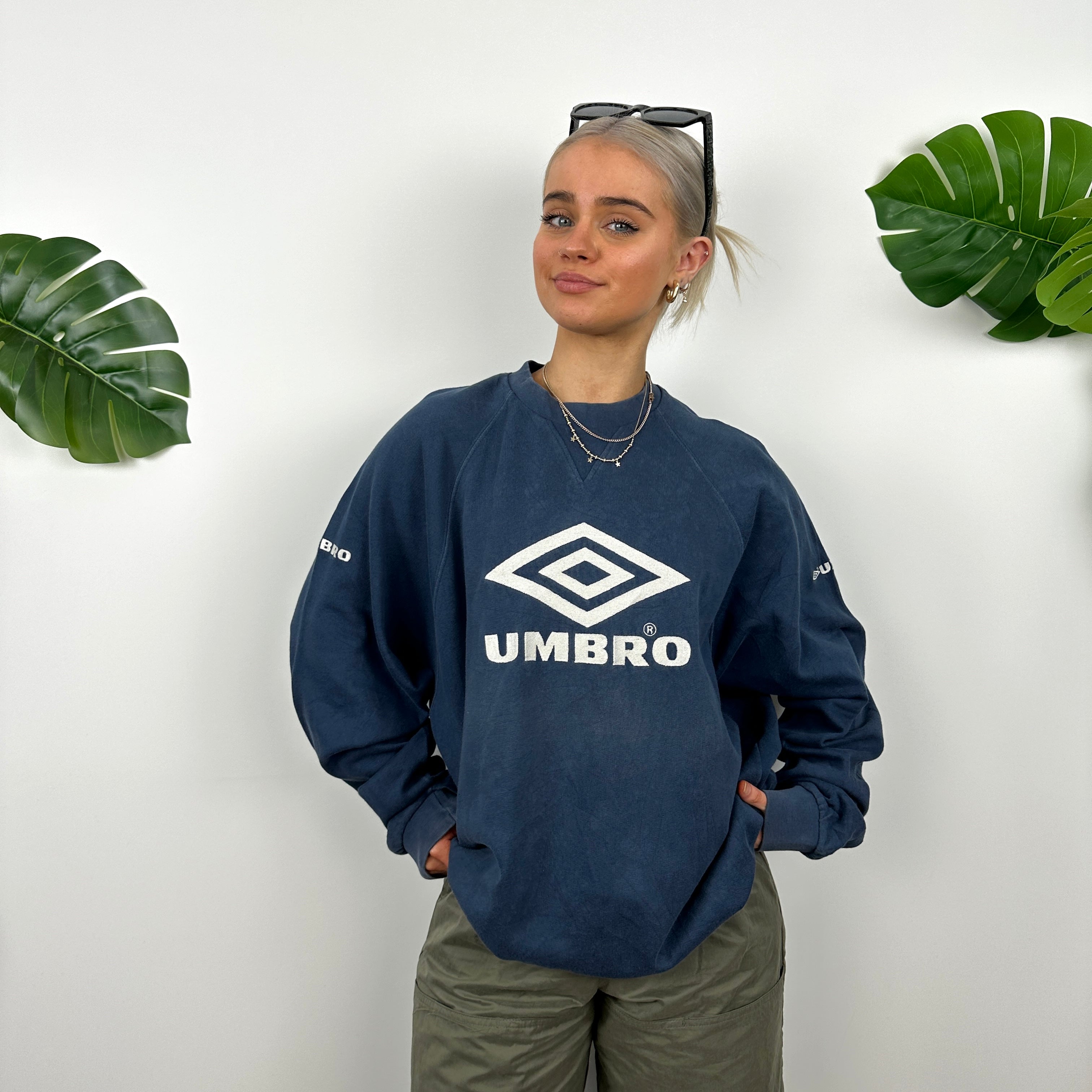 Umbro Navy Embroidered Spell Out Sweatshirt (M)