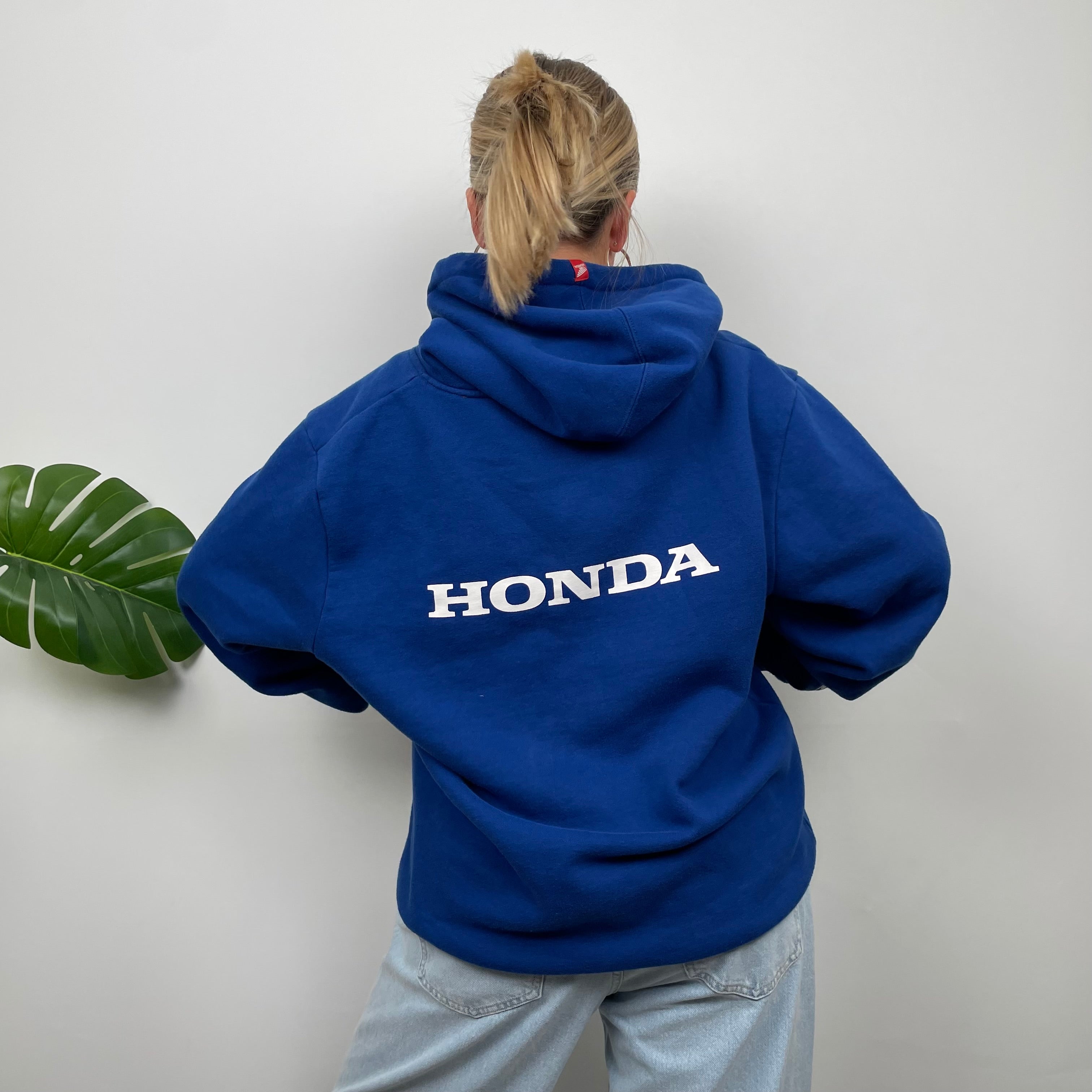 Honda Racing Blue Embroidered Spell Out Hoodie (L)