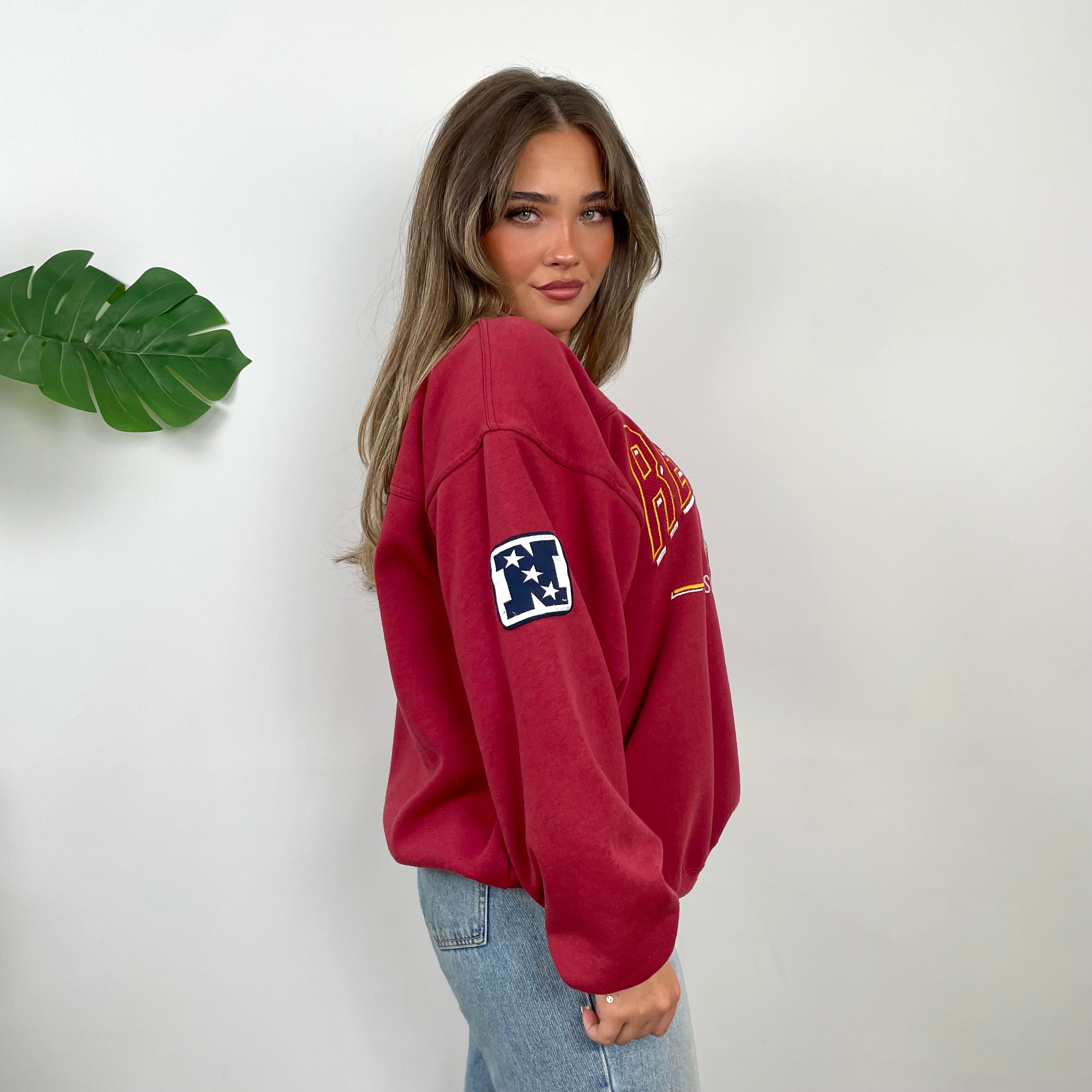 NFL Washington Redskins Red Embroidered Spell Out Sweatshirt (M)