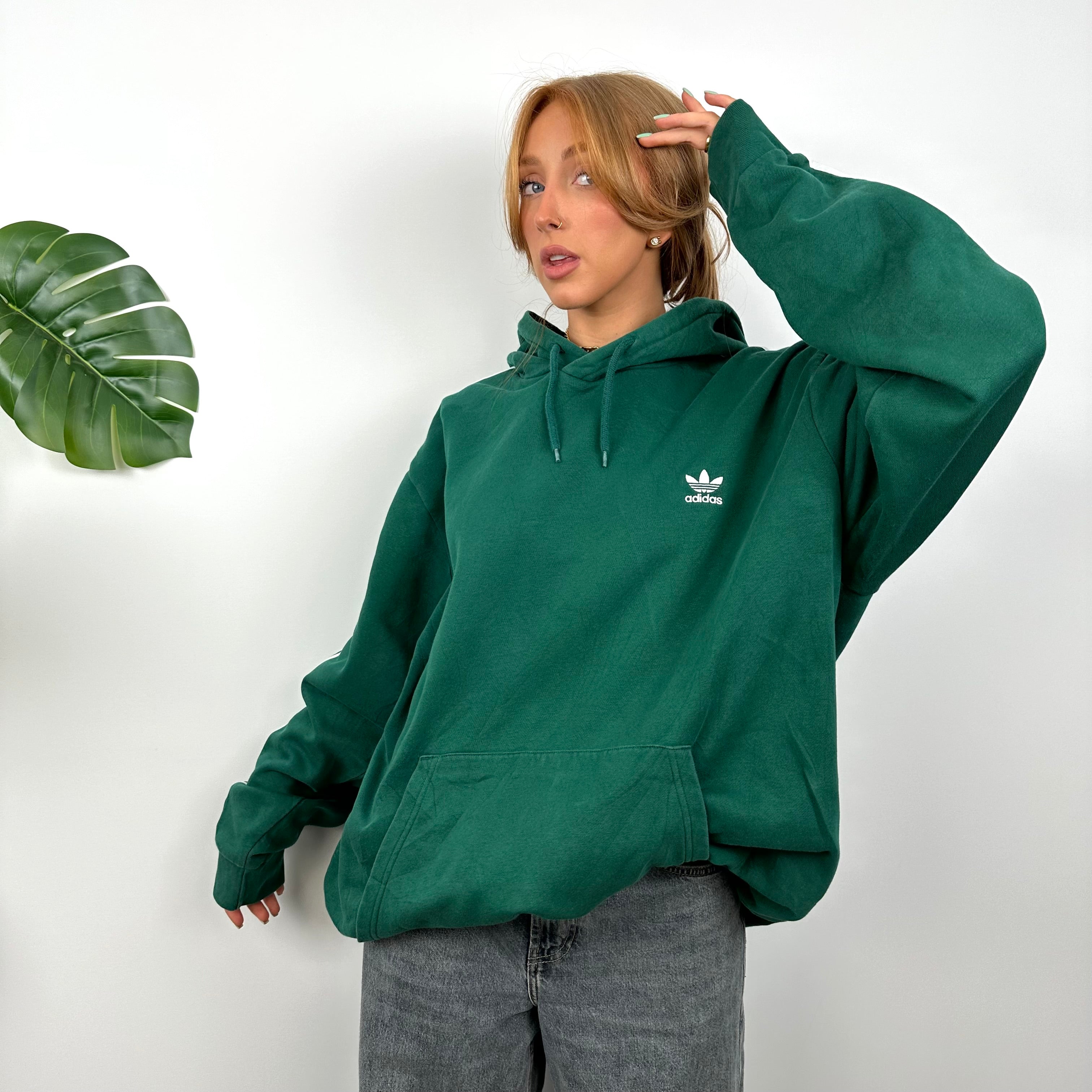 Adidas RARE Green Embroidered Spell Out Hoodie (XXL)