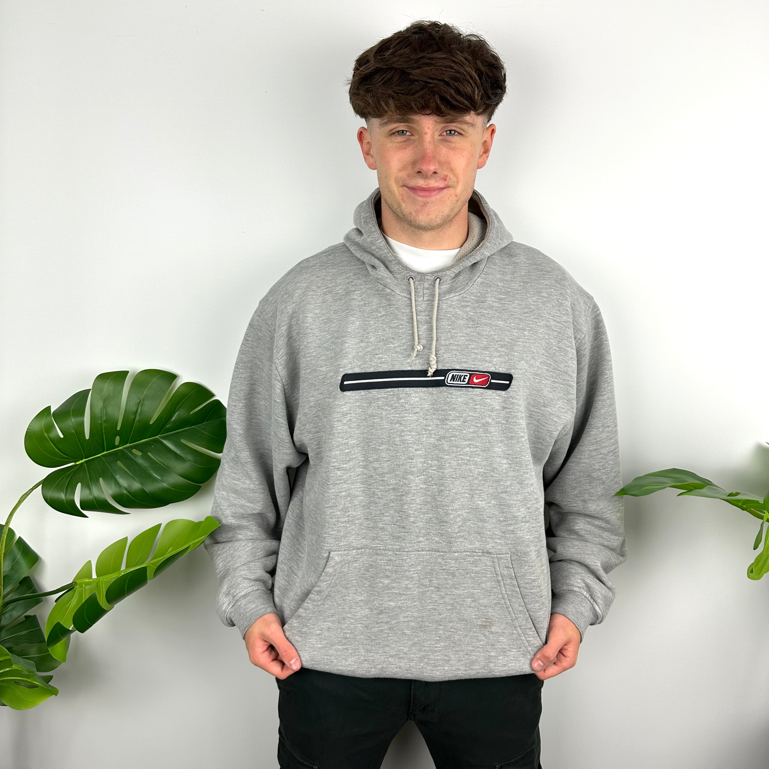 Nike Grey Embroidered Spell Out Hoodie (L)