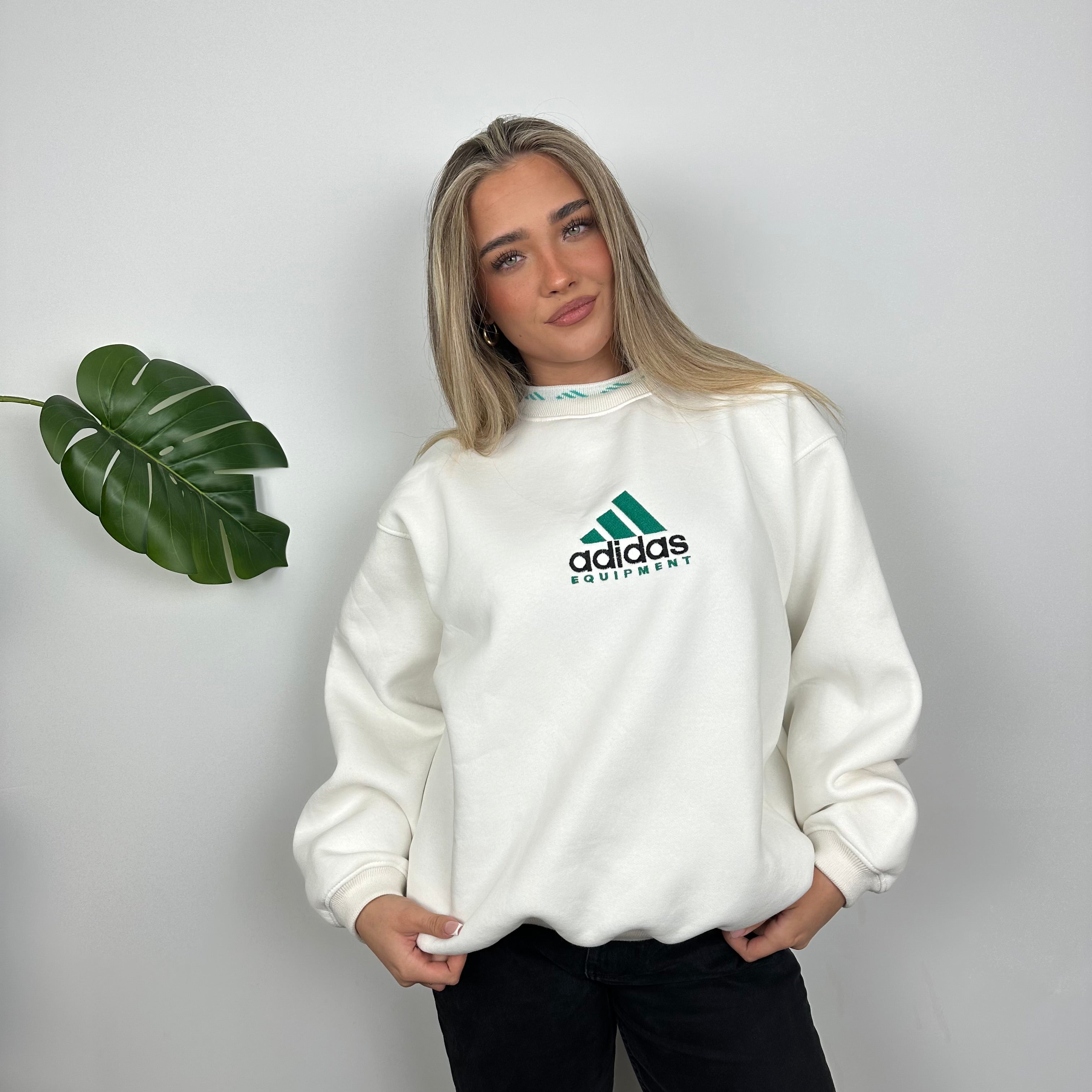 Adidas Equipment White Embroidered Spell Out Sweatshirt (M)