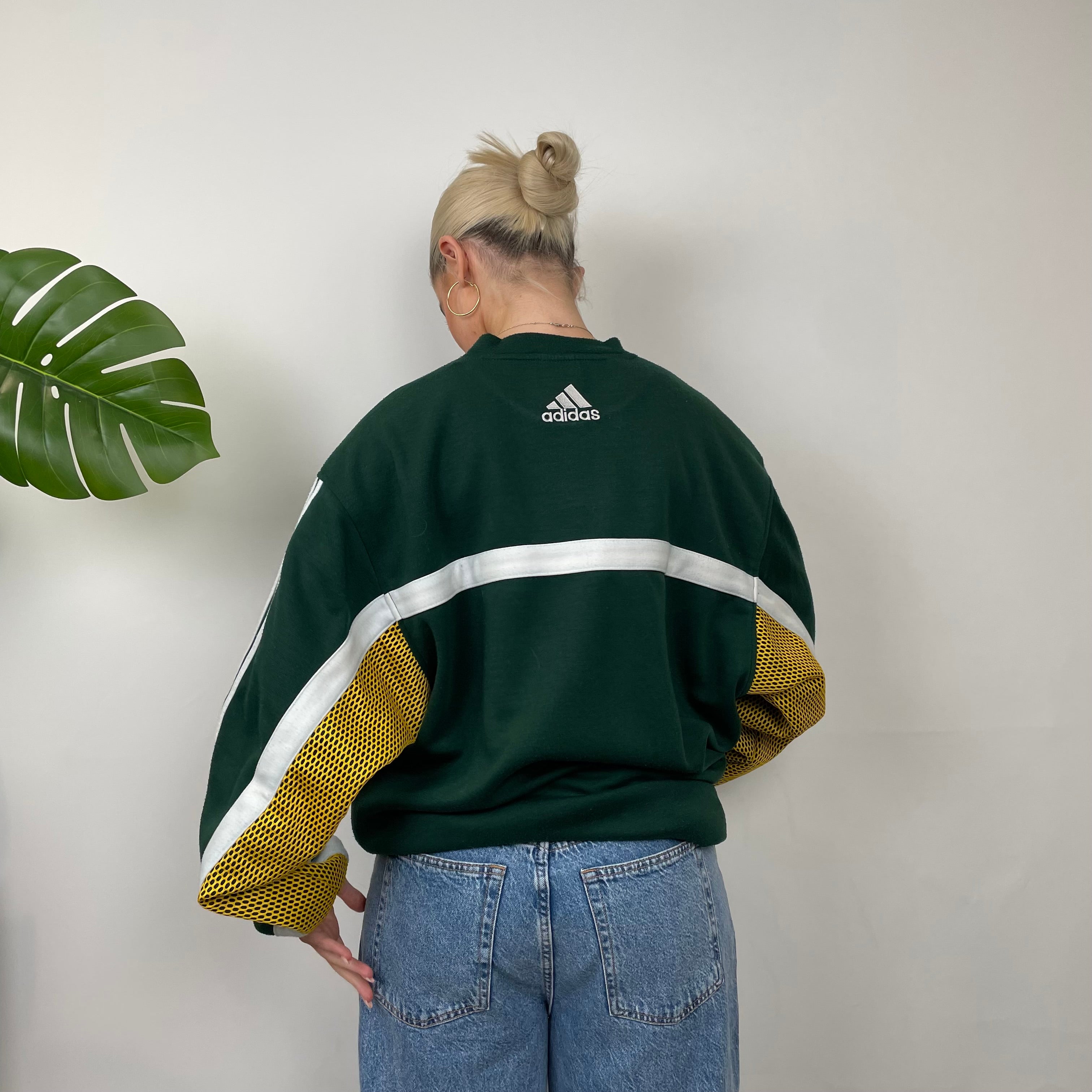 Adidas RARE Green Embroidered Spell Out Sweatshirt (XXL)