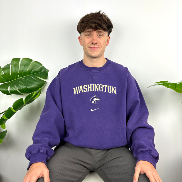 Nike x Washington Purple Embroidered Spell Out Sweatshirt (L)