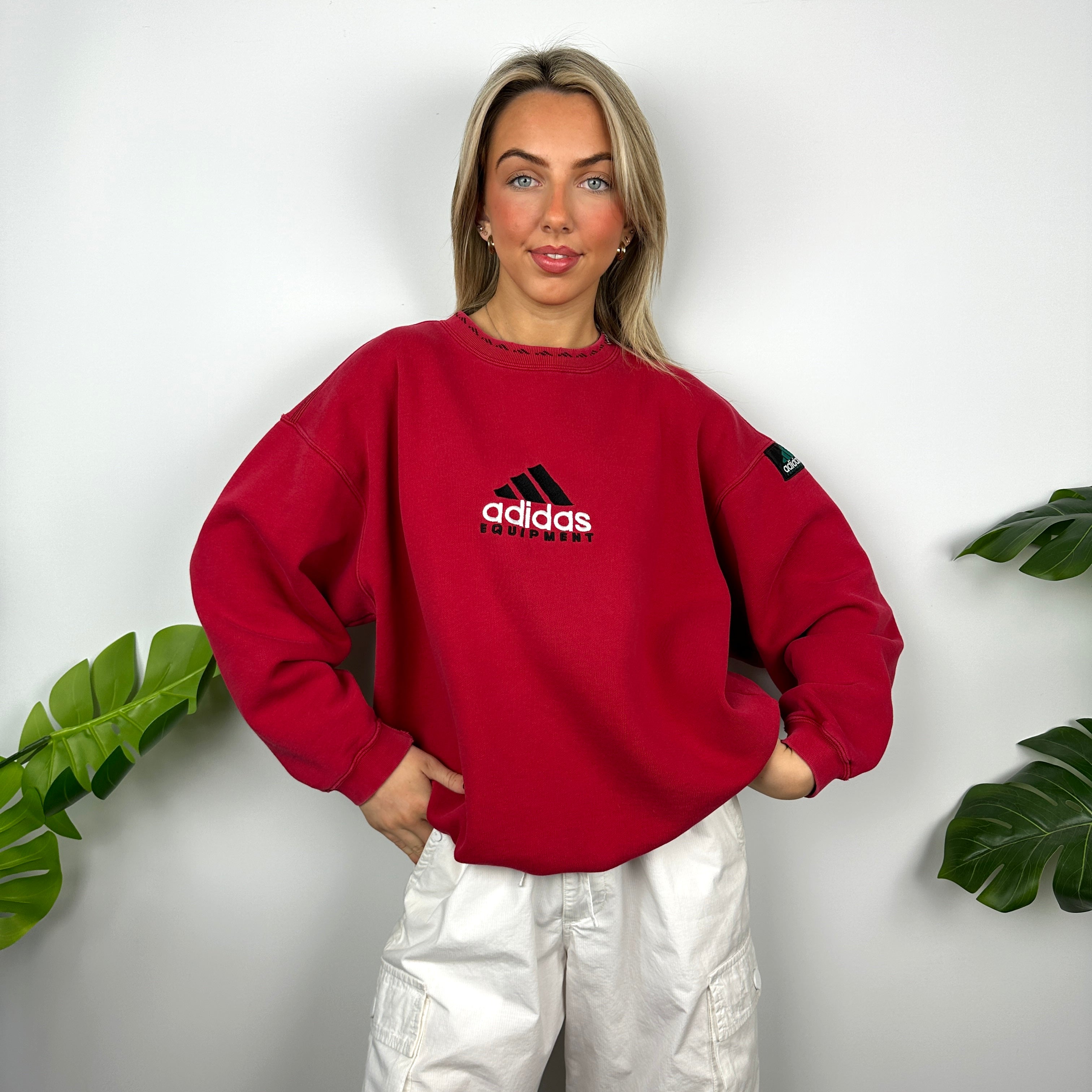 Adidas Equipment RARE Red Embroidered Spell Out Sweatshirt (M)