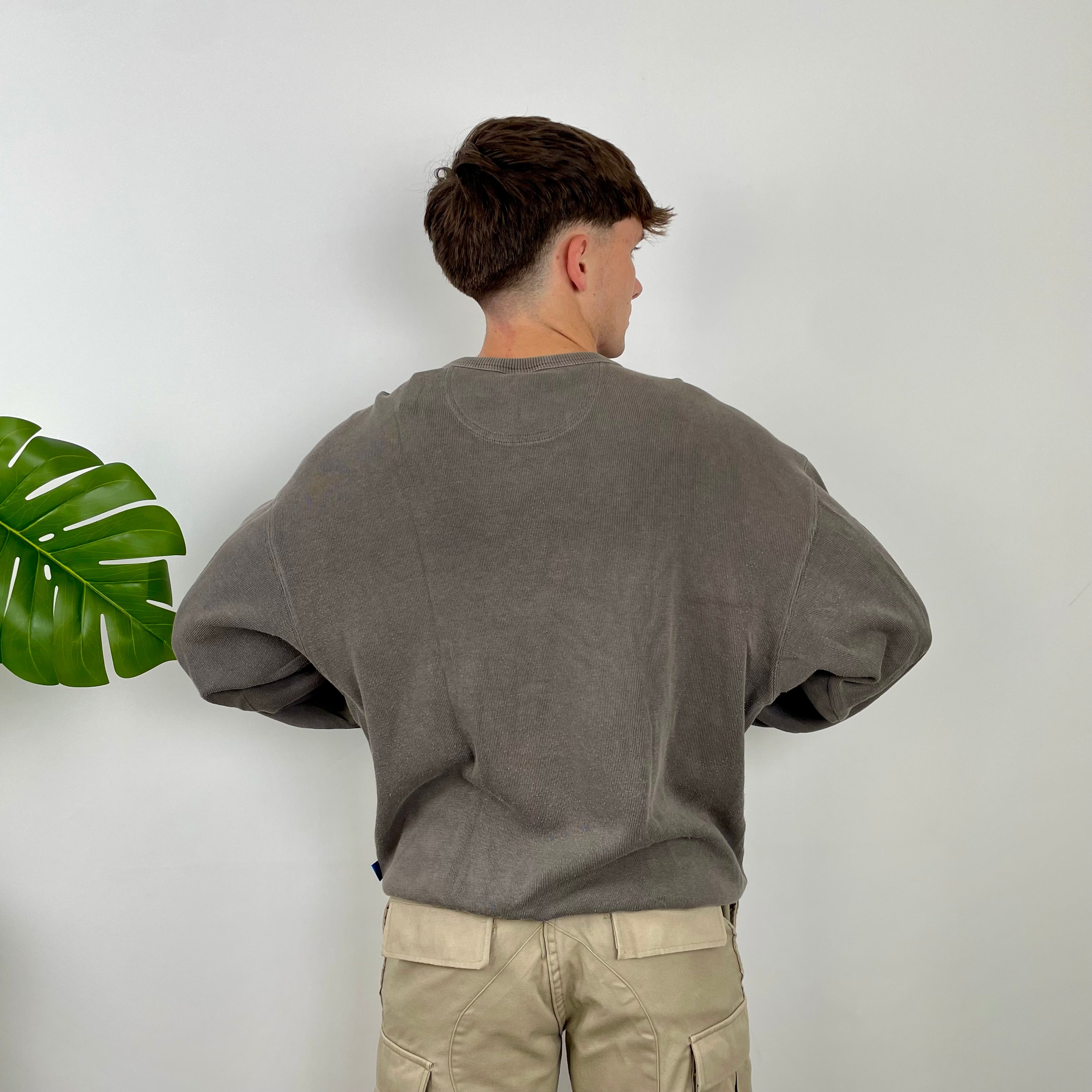 Adidas Grey Embroidered Spell Out Sweatshirt (L)