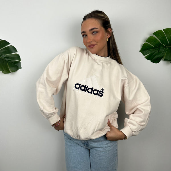 Adidas Equipment RARE Cream Embroidered Spell Out Sweatshirt (M)