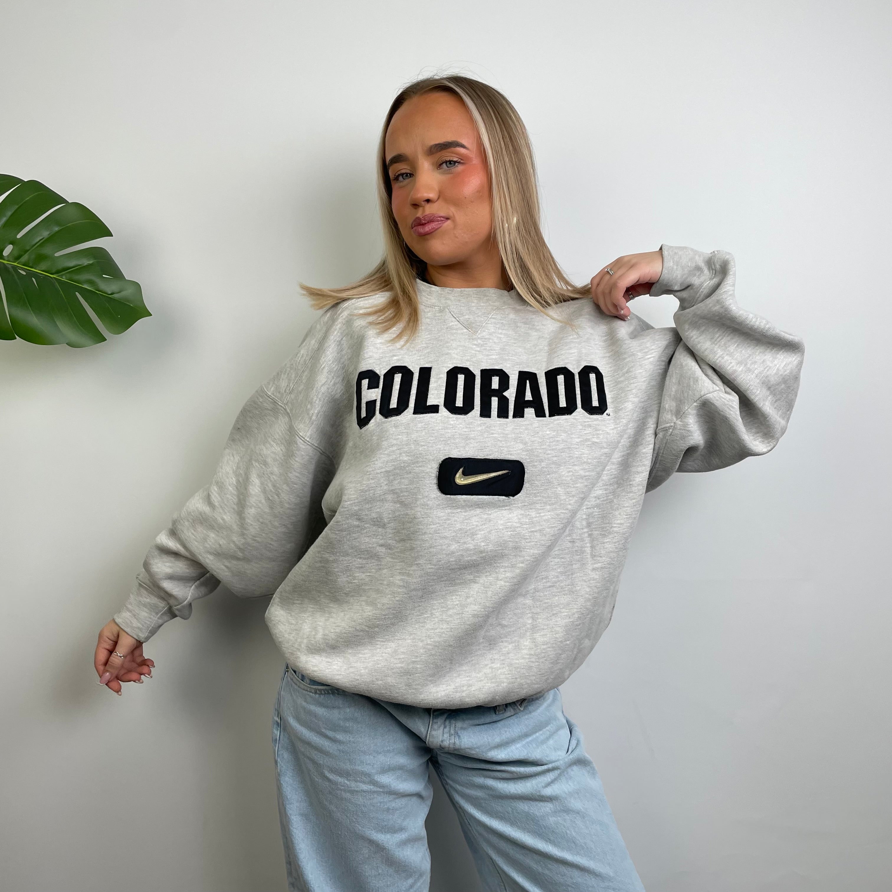 Nike x Colorado RARE Grey Embroidered Spell Out Sweatshirt (L)