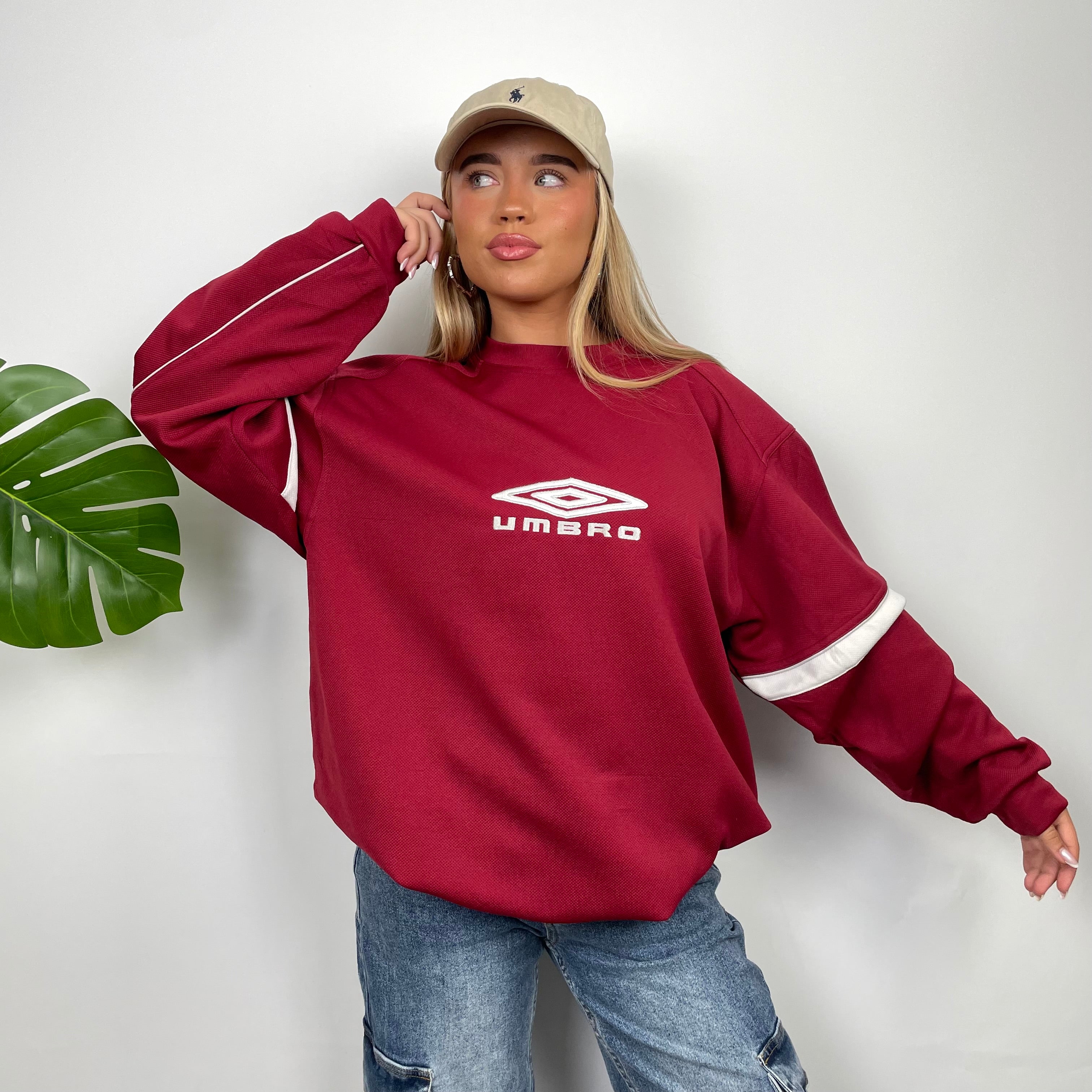 Umbro Red Embroidered Spell Out Sweatshirt (XL)