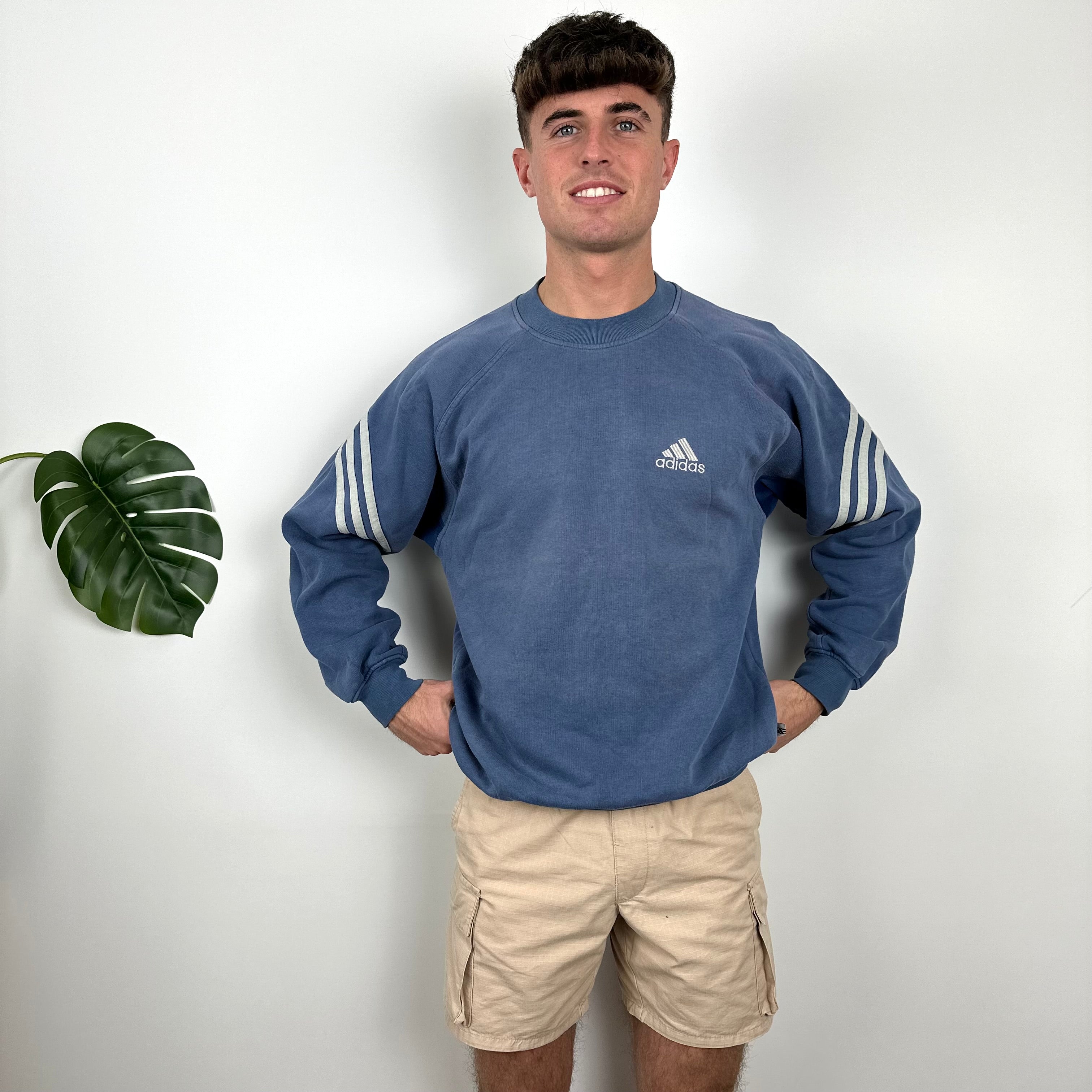 Adidas Navy Embroidered Spell Out Sweatshirt (M)